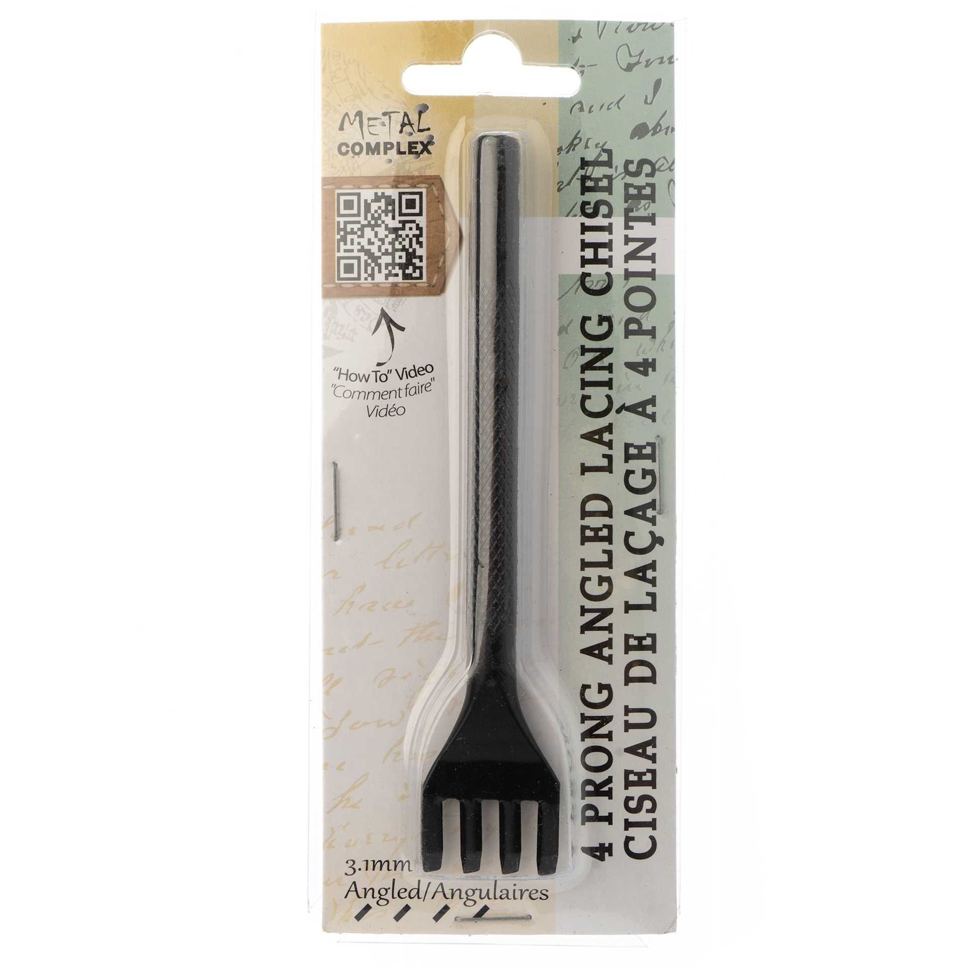 John Bead Metal Complex Leather Lacing Chisel - 4-Prong, Angled, 3.1 mm front of packaging