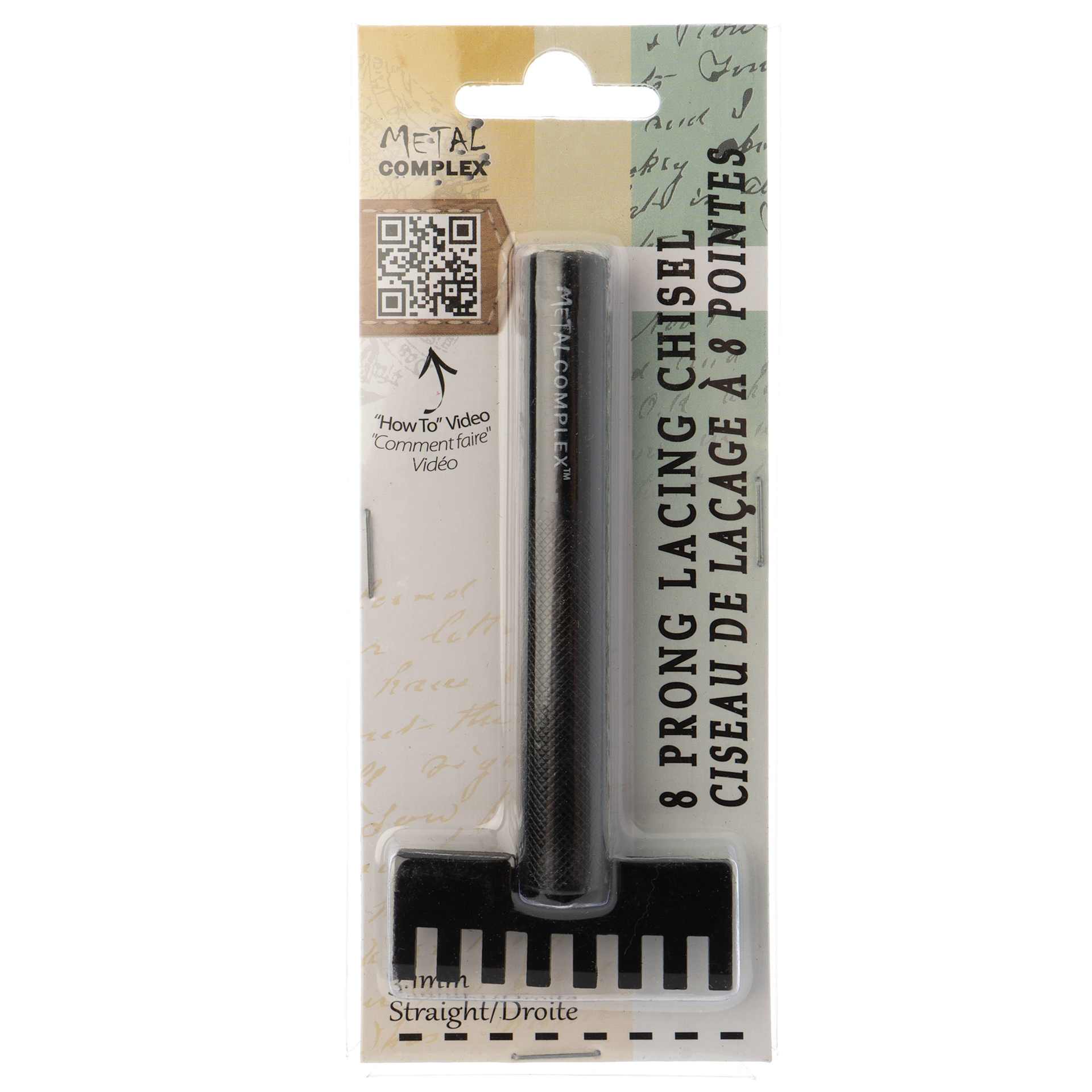 John Bead Metal Complex Leather Lacing Chisel - 8-Prong, Straight, 3.1 mm front of packaging