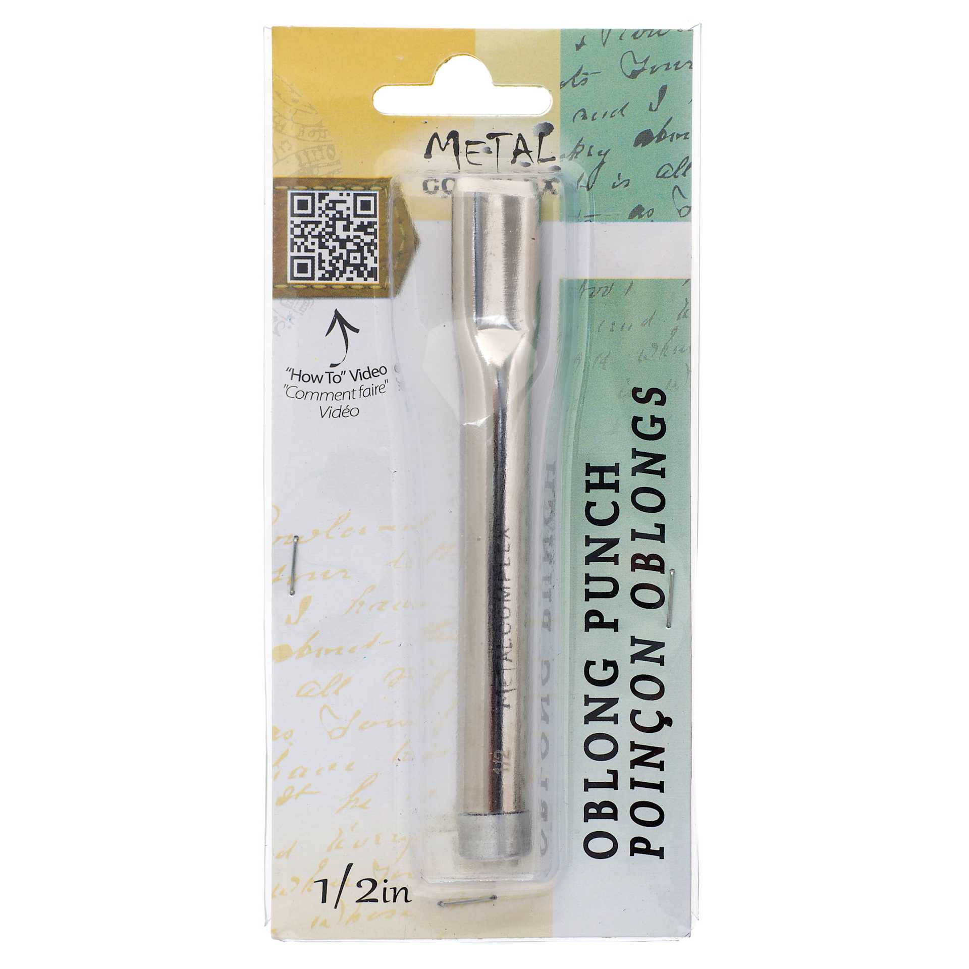 John Bead Metal Complex Oblong Leather Hole Punch - 1/2 in front of packaging
