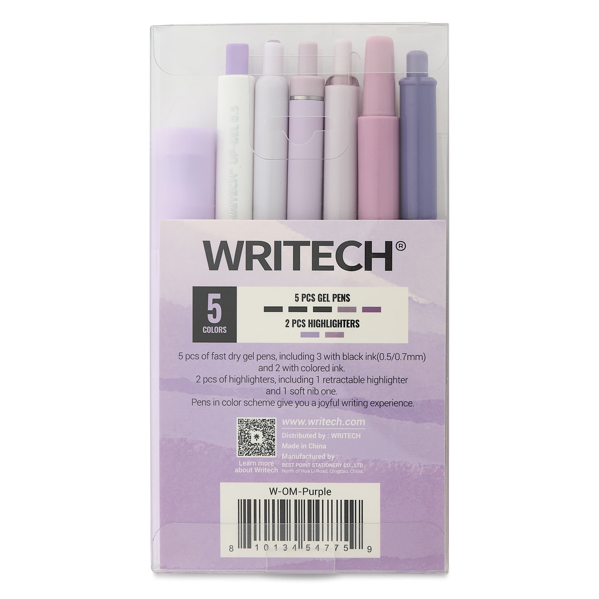 Writech Color Coded Writing Set - Set of 7, Provence, back of packaging