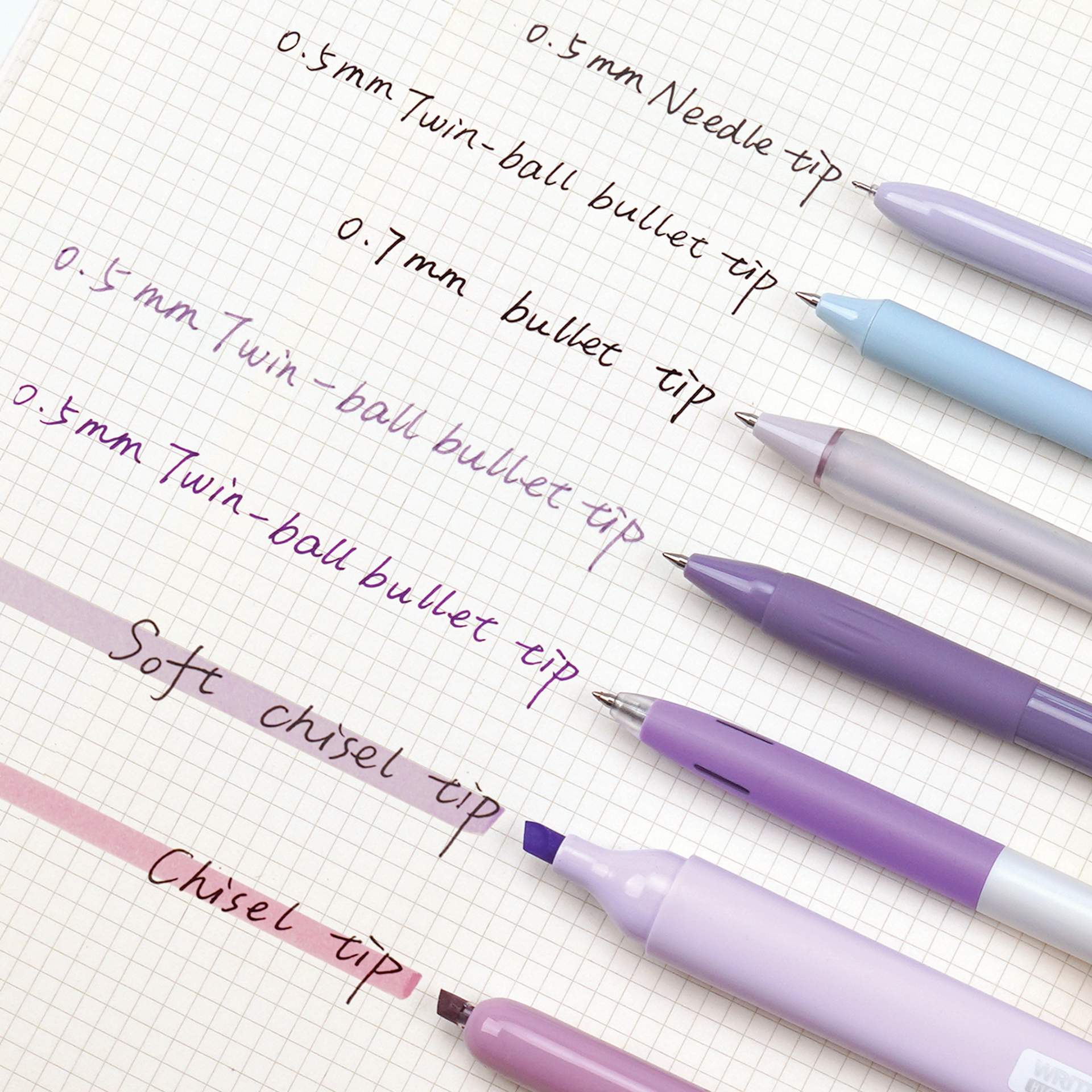 Writech Color Coded Writing Set - Set of 7, Provence, example swatches