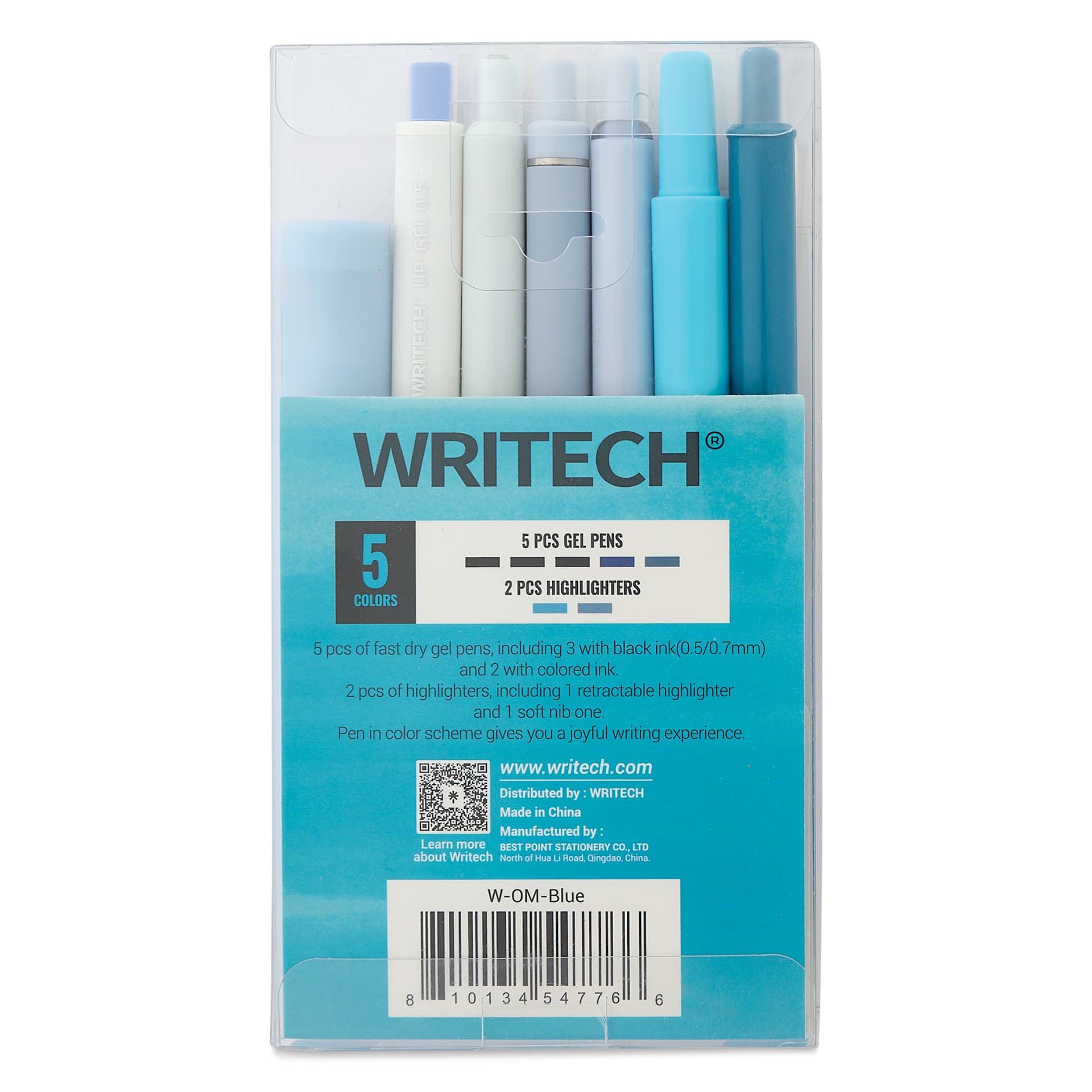 Writech Color Coded Writing Set - Set of 7, Ocean Mist, back of packaging