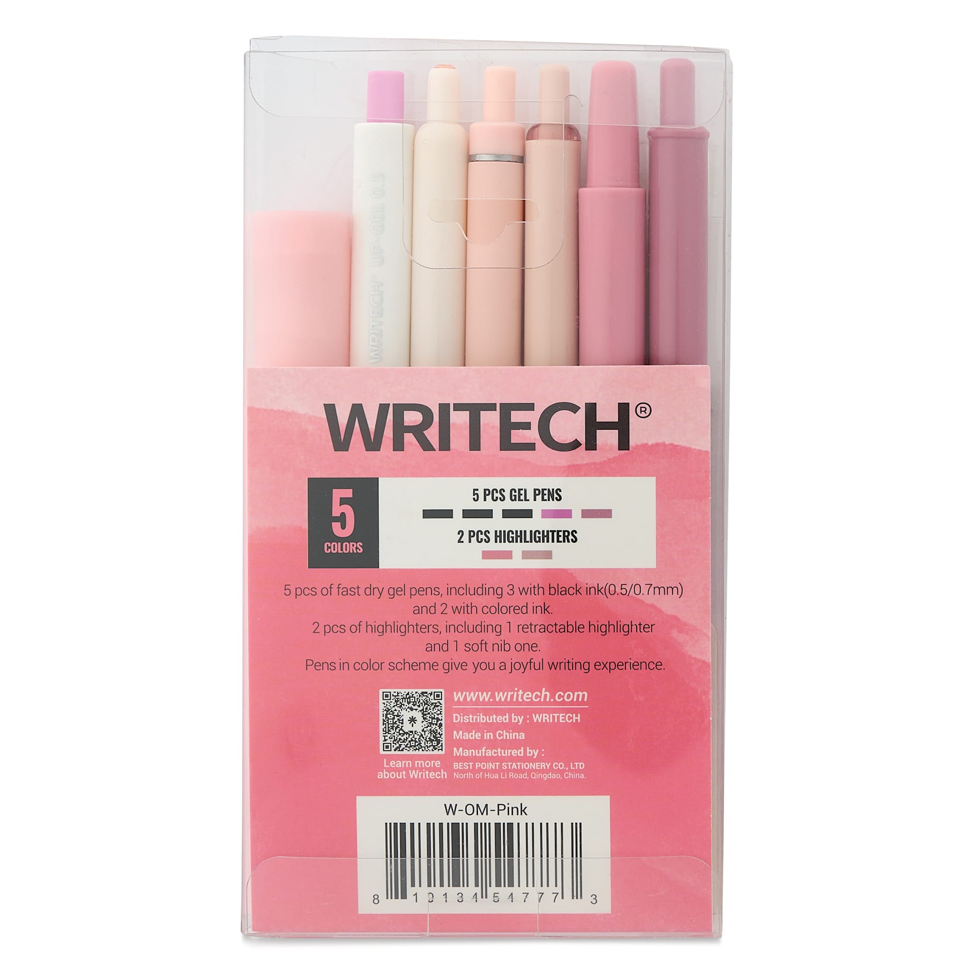 Writech Color Coded Writing Set - Set of 7, Sakura Fall, back of packaging