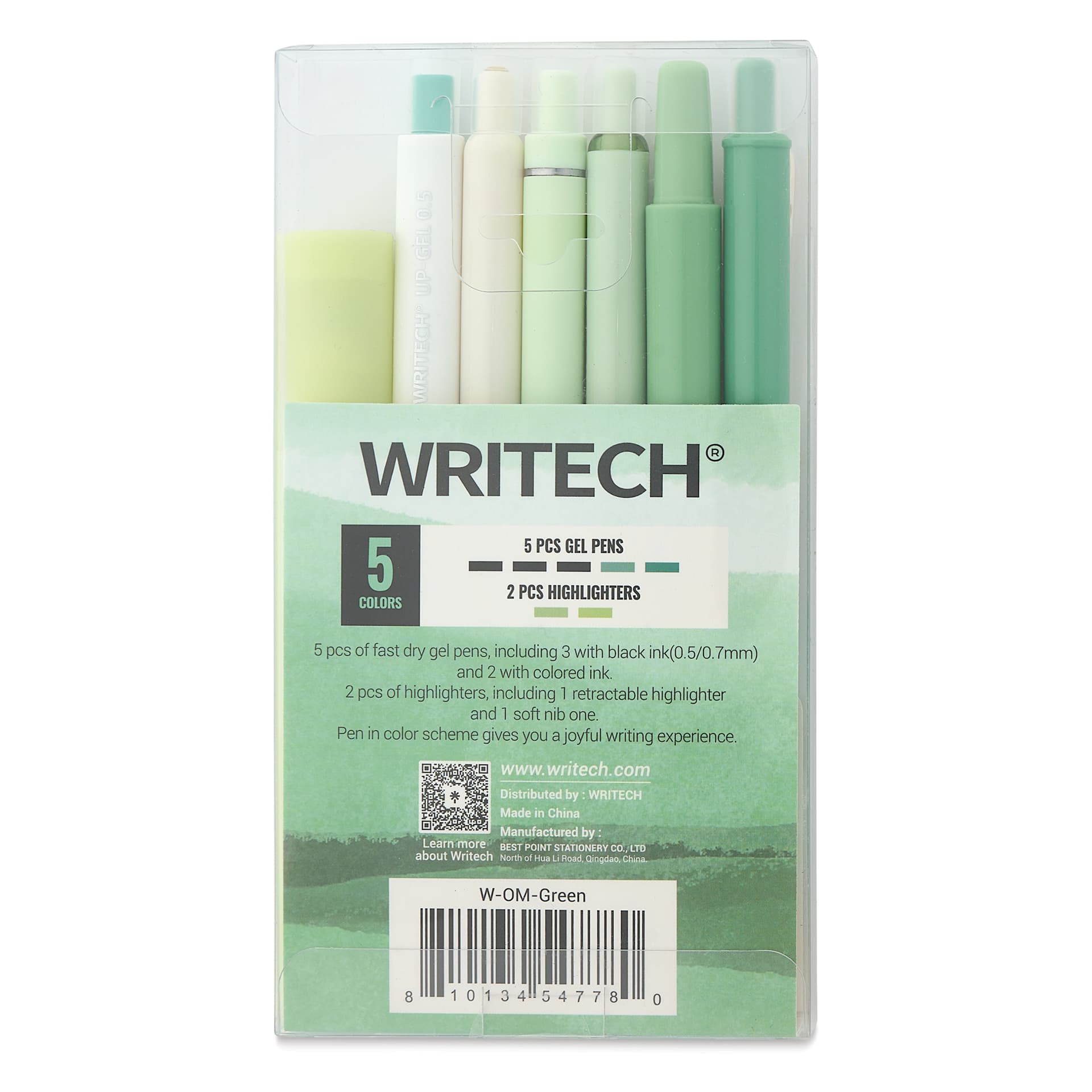 Writech Color Coded Writing Set - Set of 7, Vibrant Forest, back of packaging