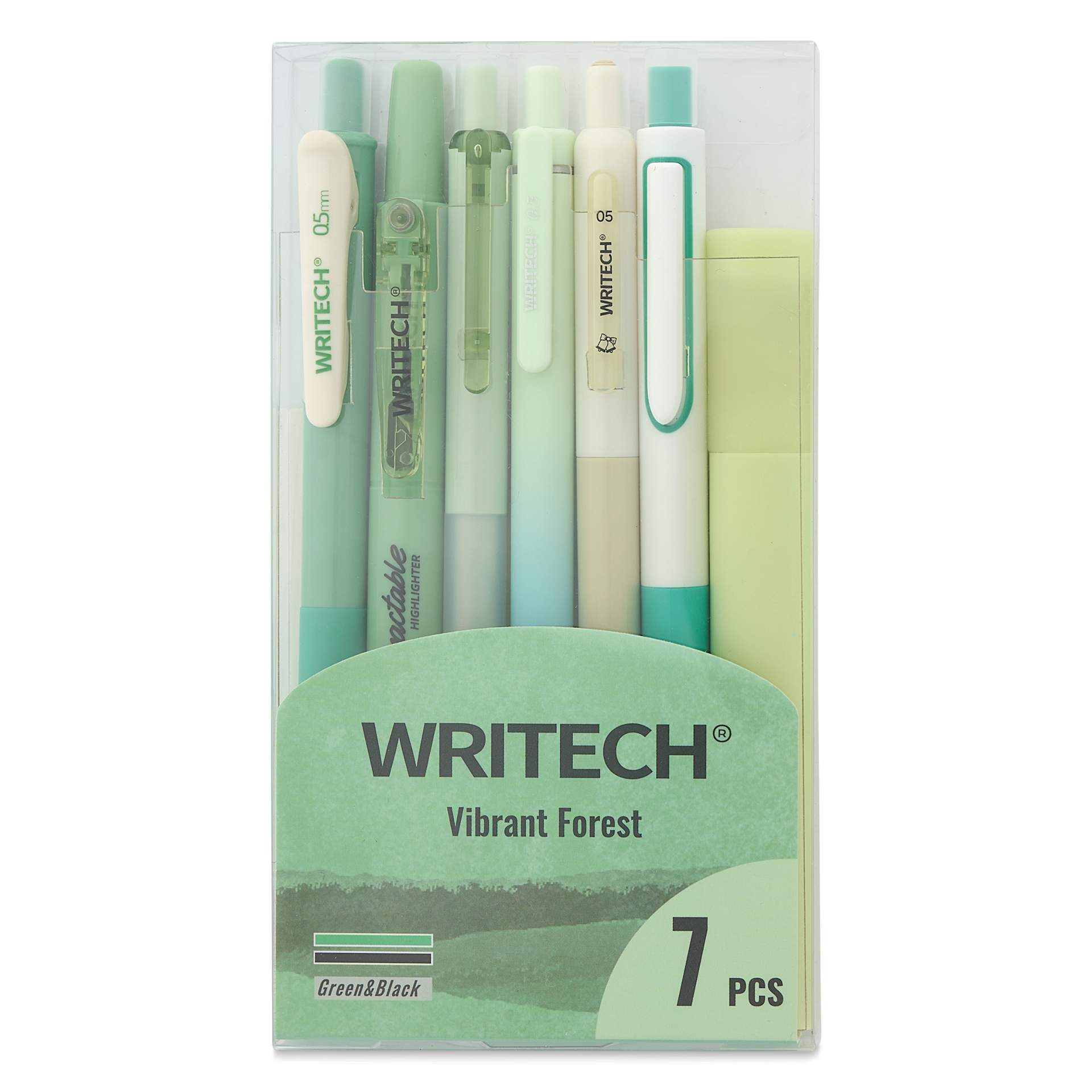 Writech Color Coded Writing Set - Set of 7, Vibrant Forest, front of packaging