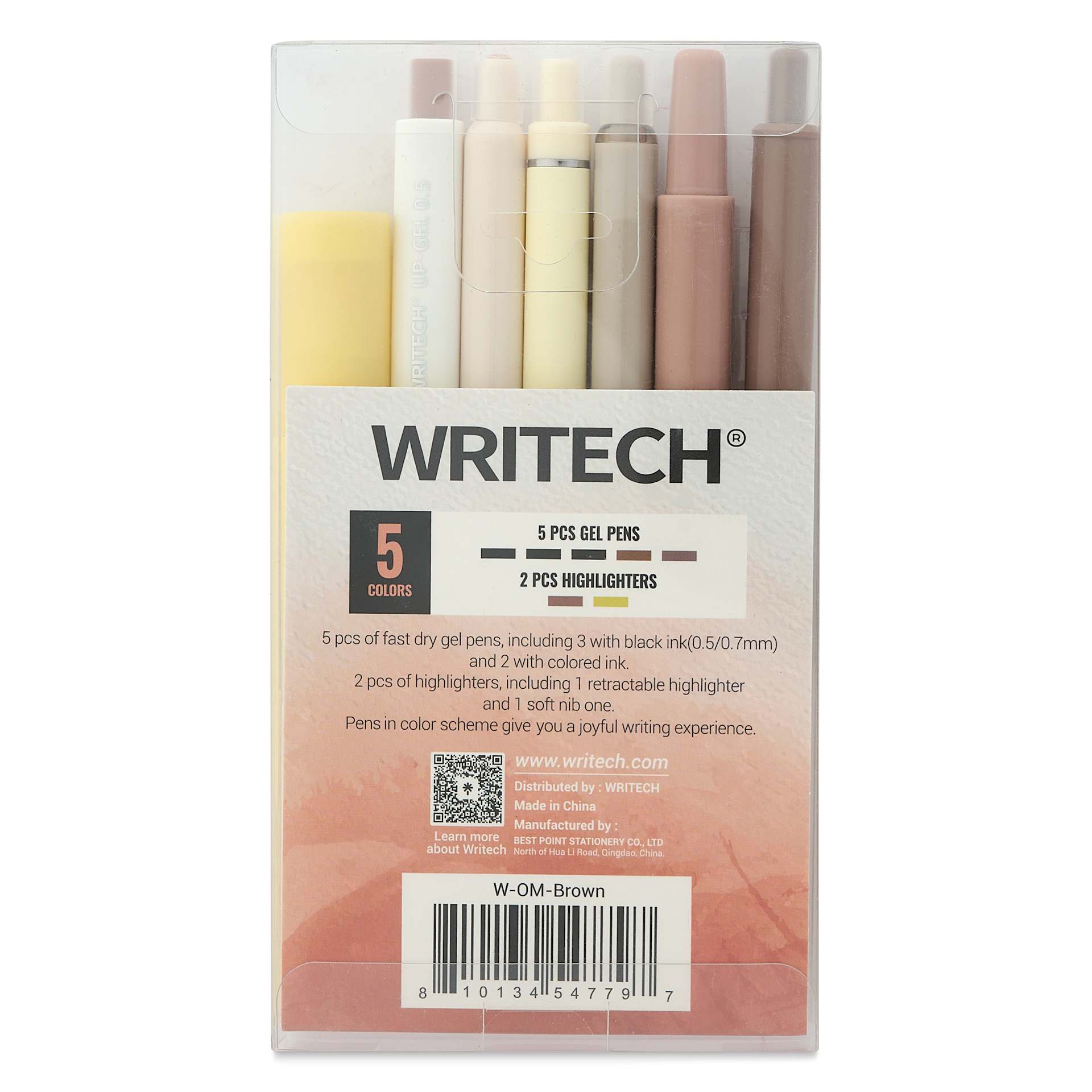 Writech Color Coded Writing Set - Set of 7, Twilight Desert, back of packaging