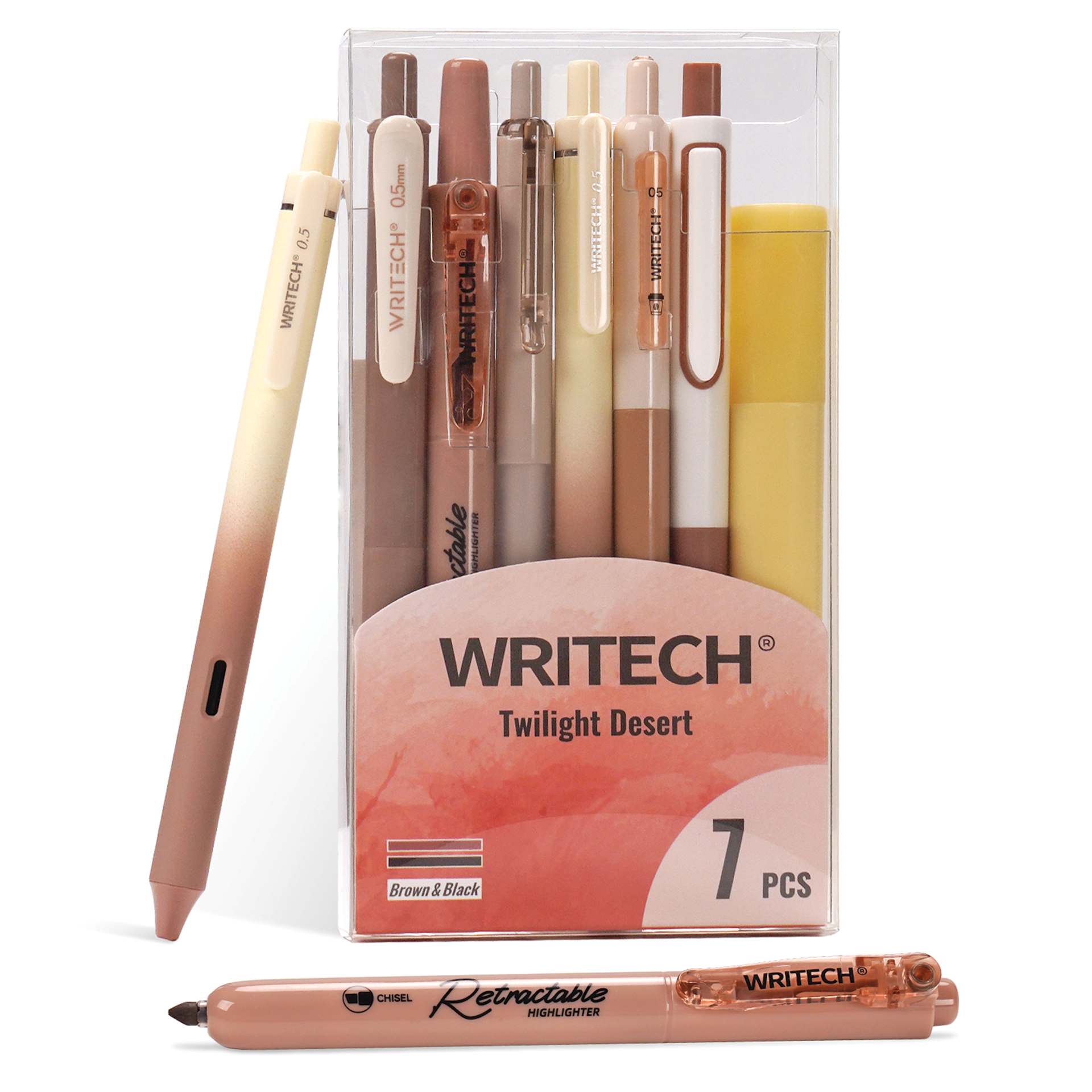 Writech Color Coded Writing Set - Set of 7, Twilight Desert, pens with packaging