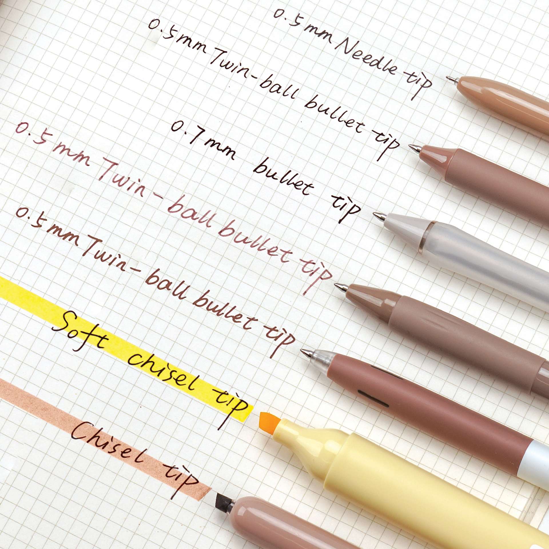 Writech Color Coded Writing Set - Set of 7, Twilight Desert, example swatches
