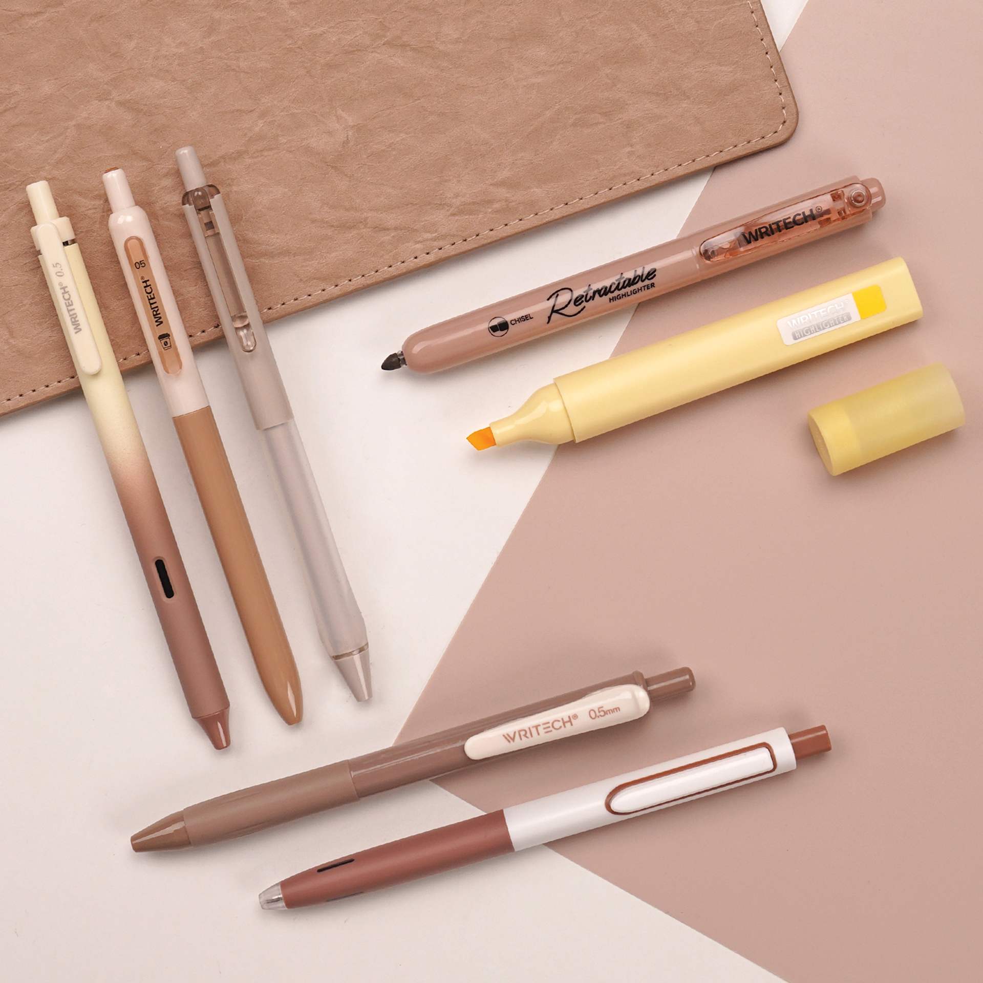 Writech Color Coded Writing Set - Set of 7, Twilight Desert, contents with stationary