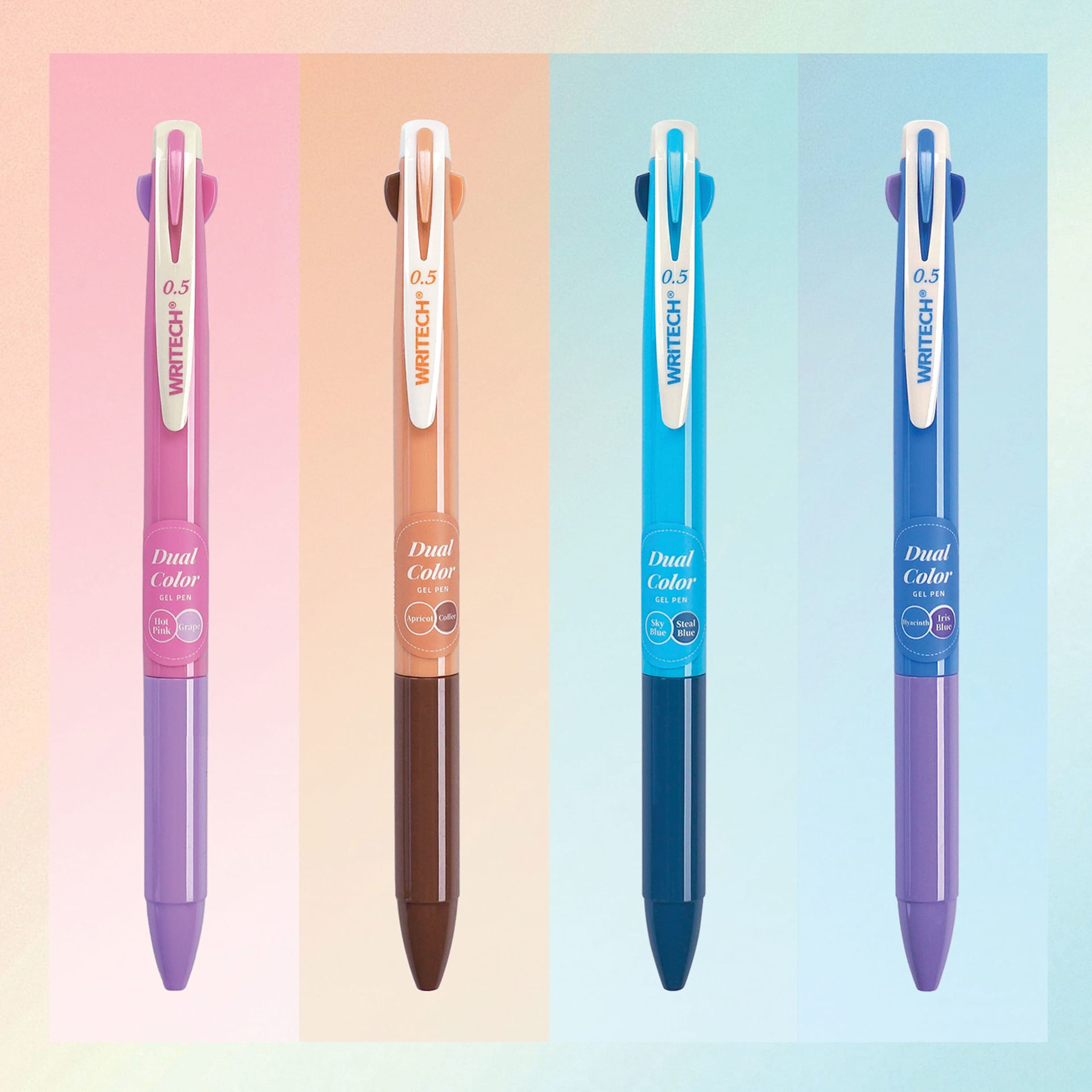 Writech Dual Color Gel Pens - Set of 4, Assorted No. 1, colors
