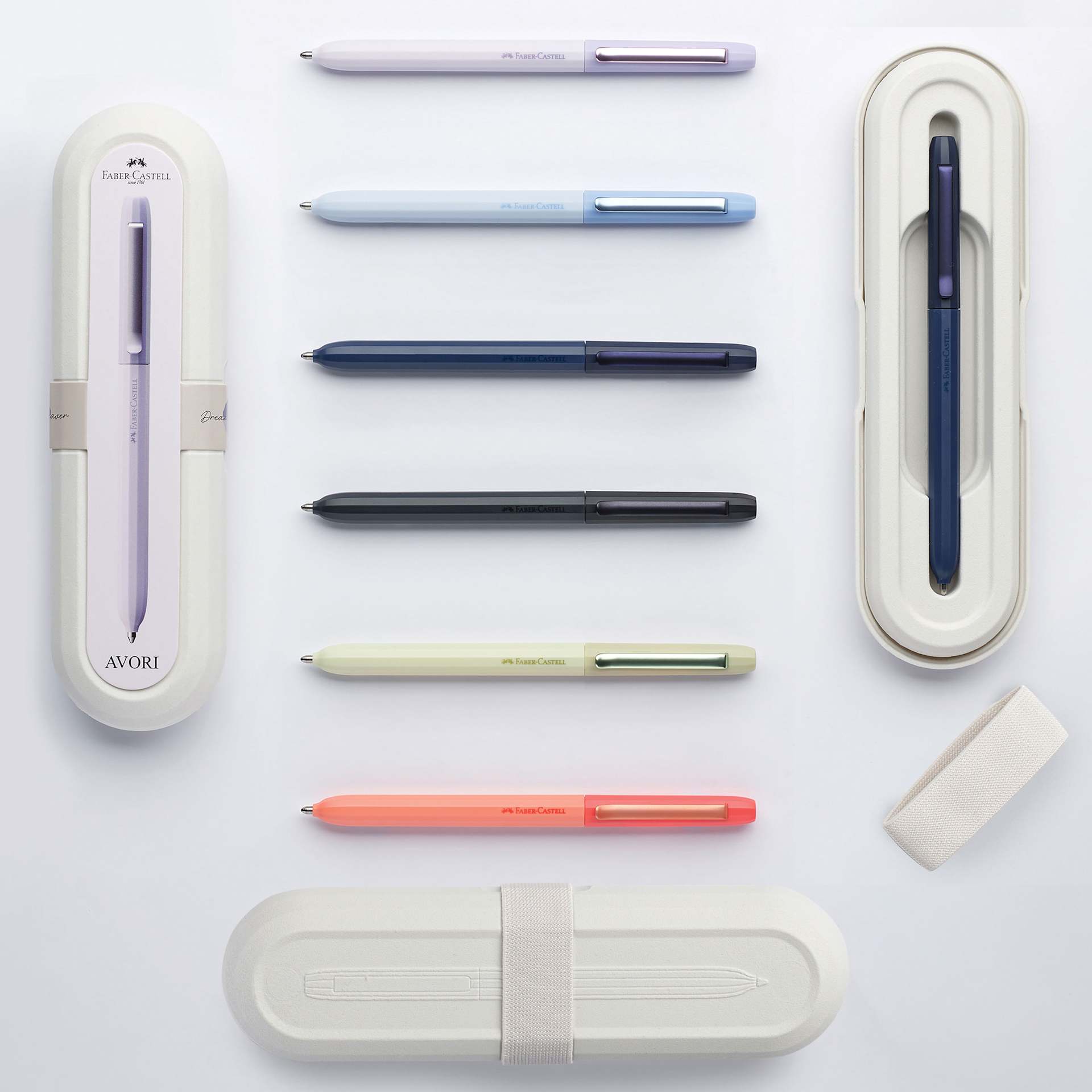 Faber-Castell Avori Ballpoint Pens, pens and packaging
