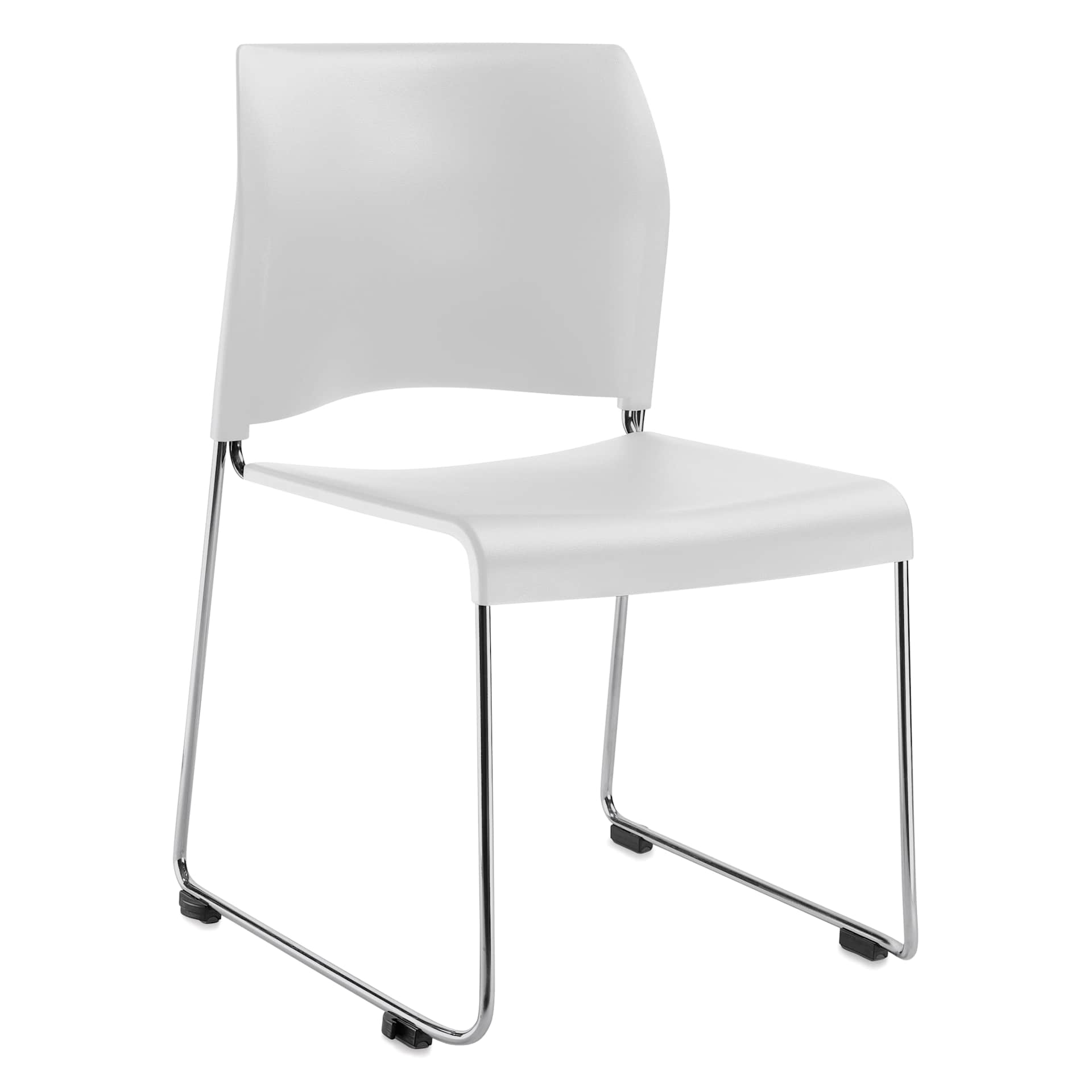 NPS Cafetorium Plastic Stack Chair - White, at an angle