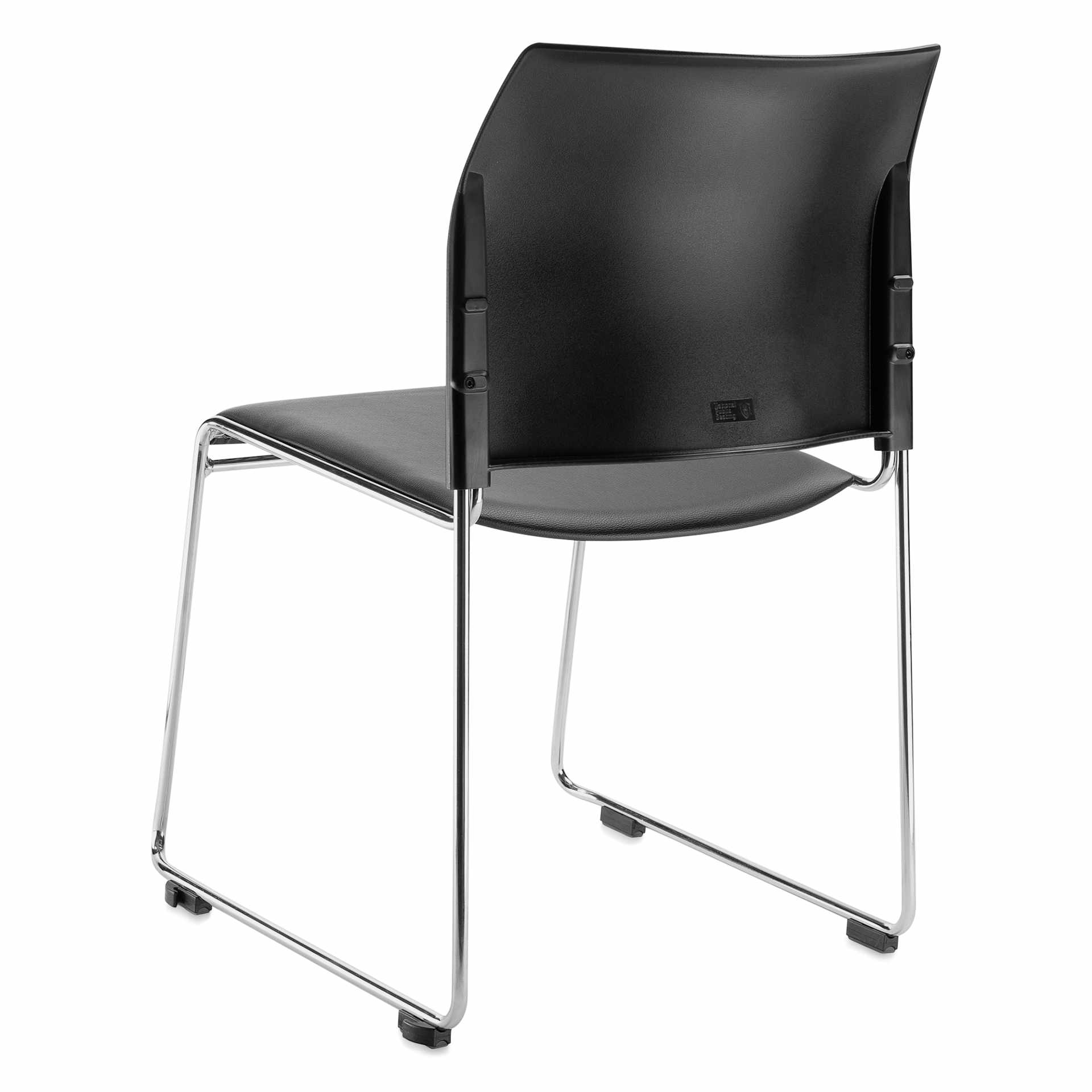 NPS Cafetorium Vinyl Stack Chair - Black, back of chair