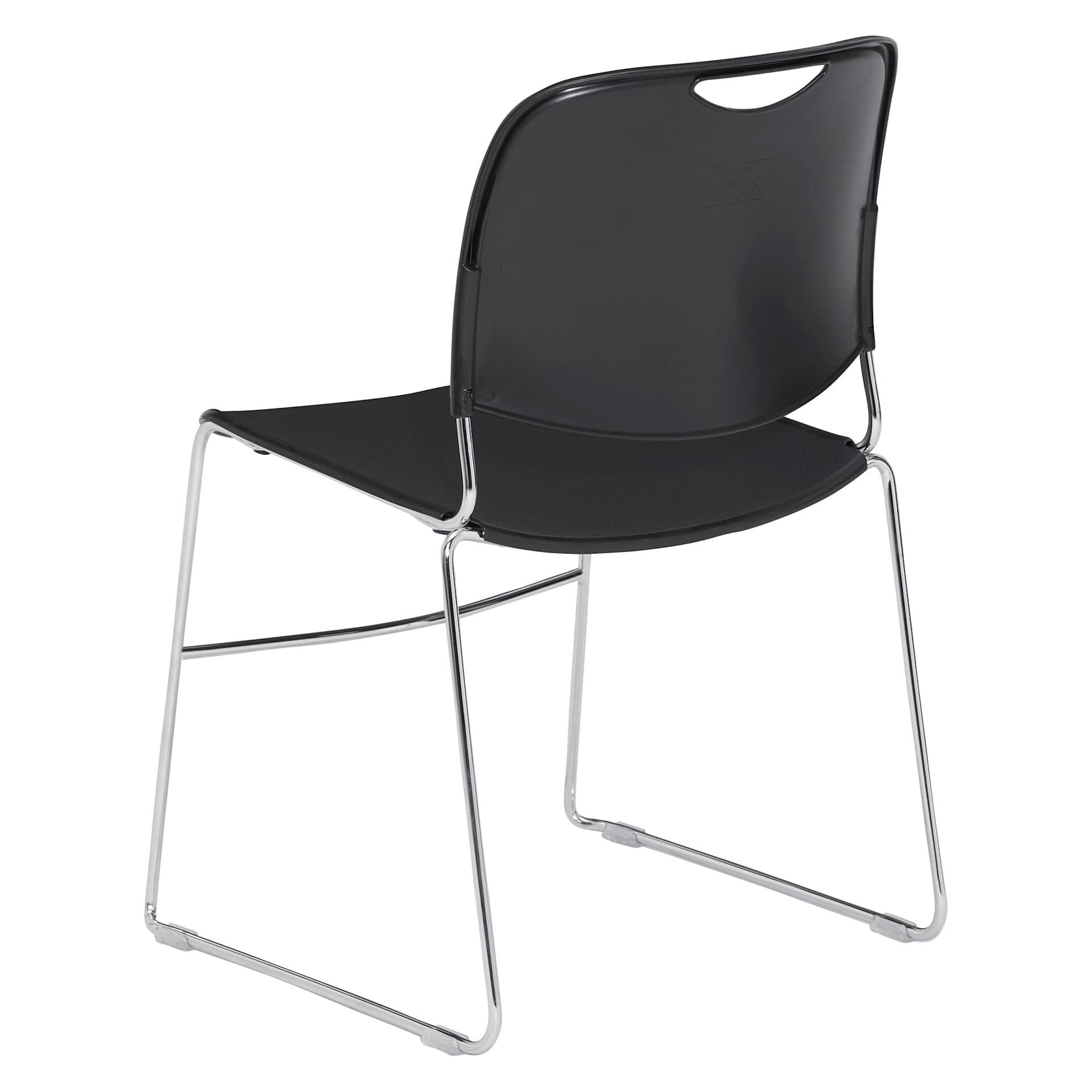 NPS Ultra-Compact Plastic Stack Chair - Black, back of chair