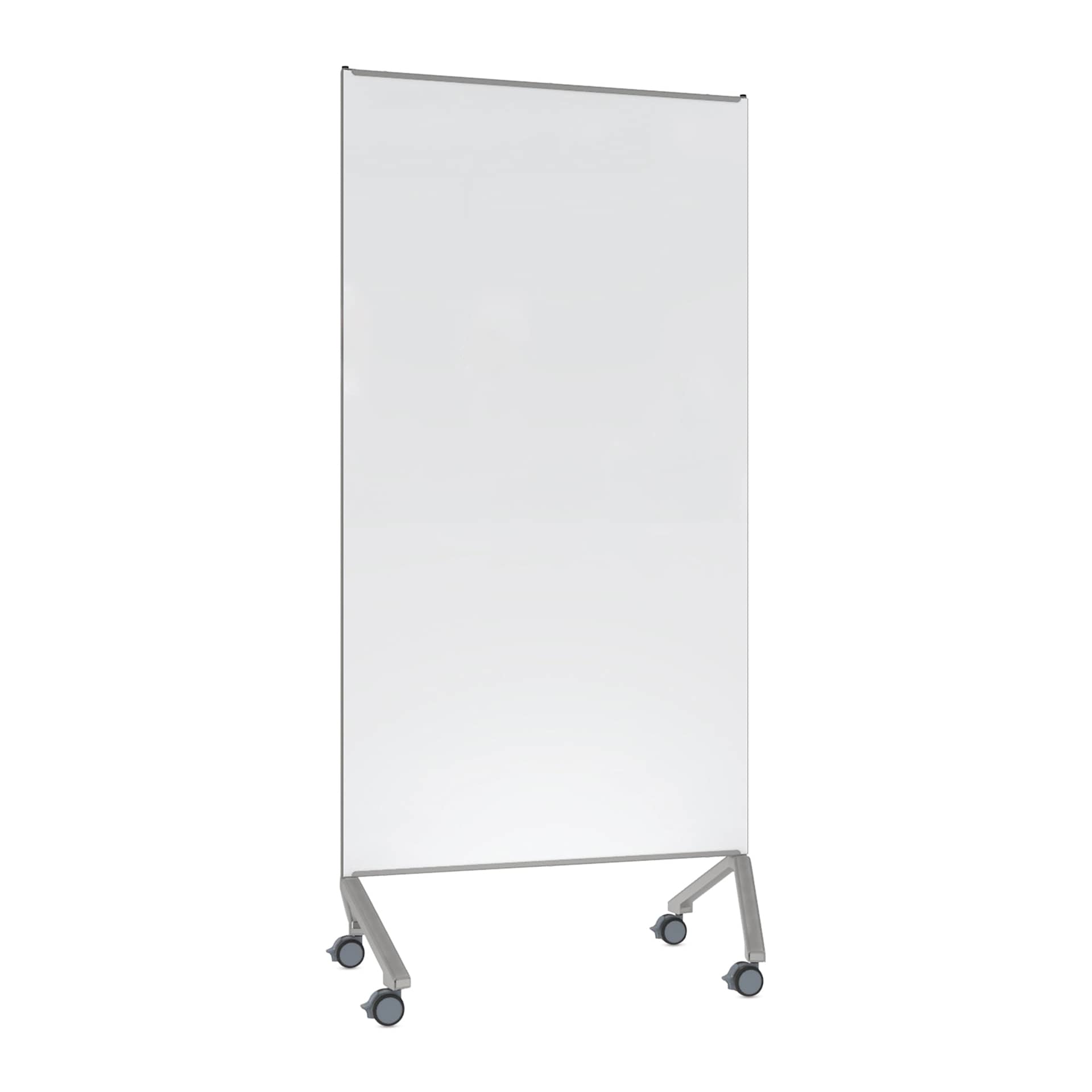Ghent Pointe Mobile Glassboard - White/Silver, 36" x 77"