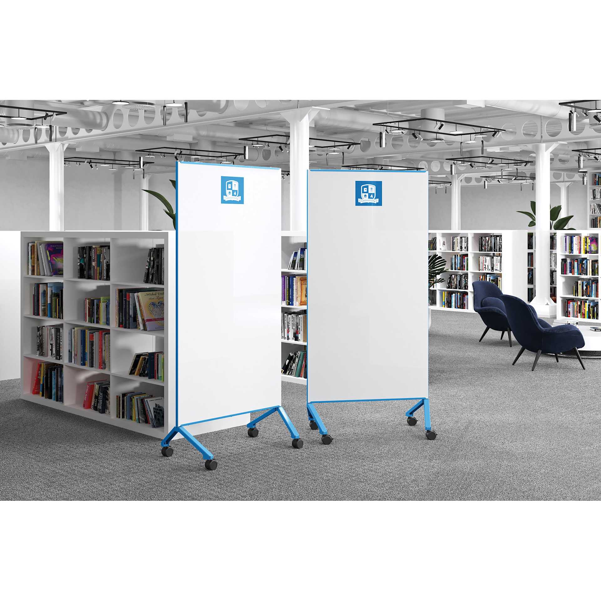 Ghent Pointe Mobile Glassboard featured in a library