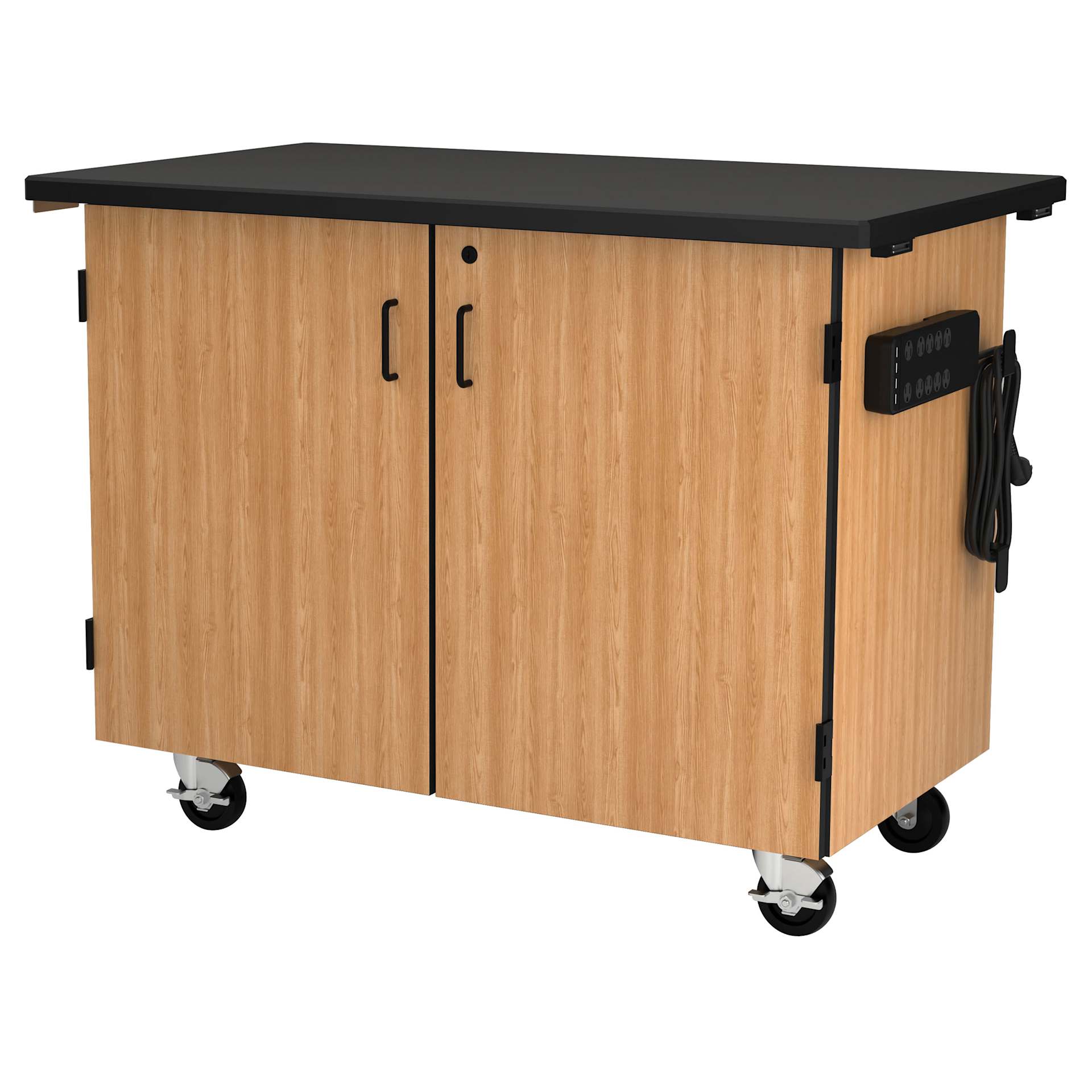 NPS Mobile Storage Cabinet - Cart with Shelves, front of cart