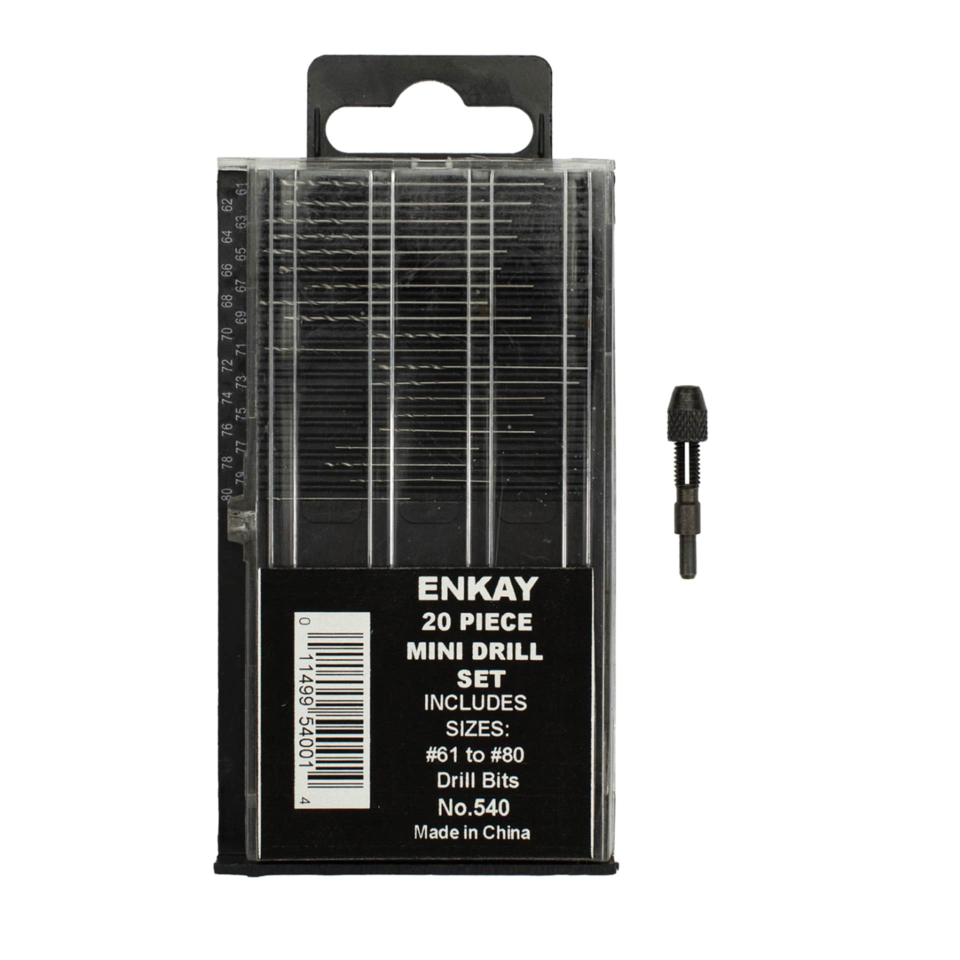 Enkay Mini Drill and Micro Chuck Set - Set of 20 back of packaging