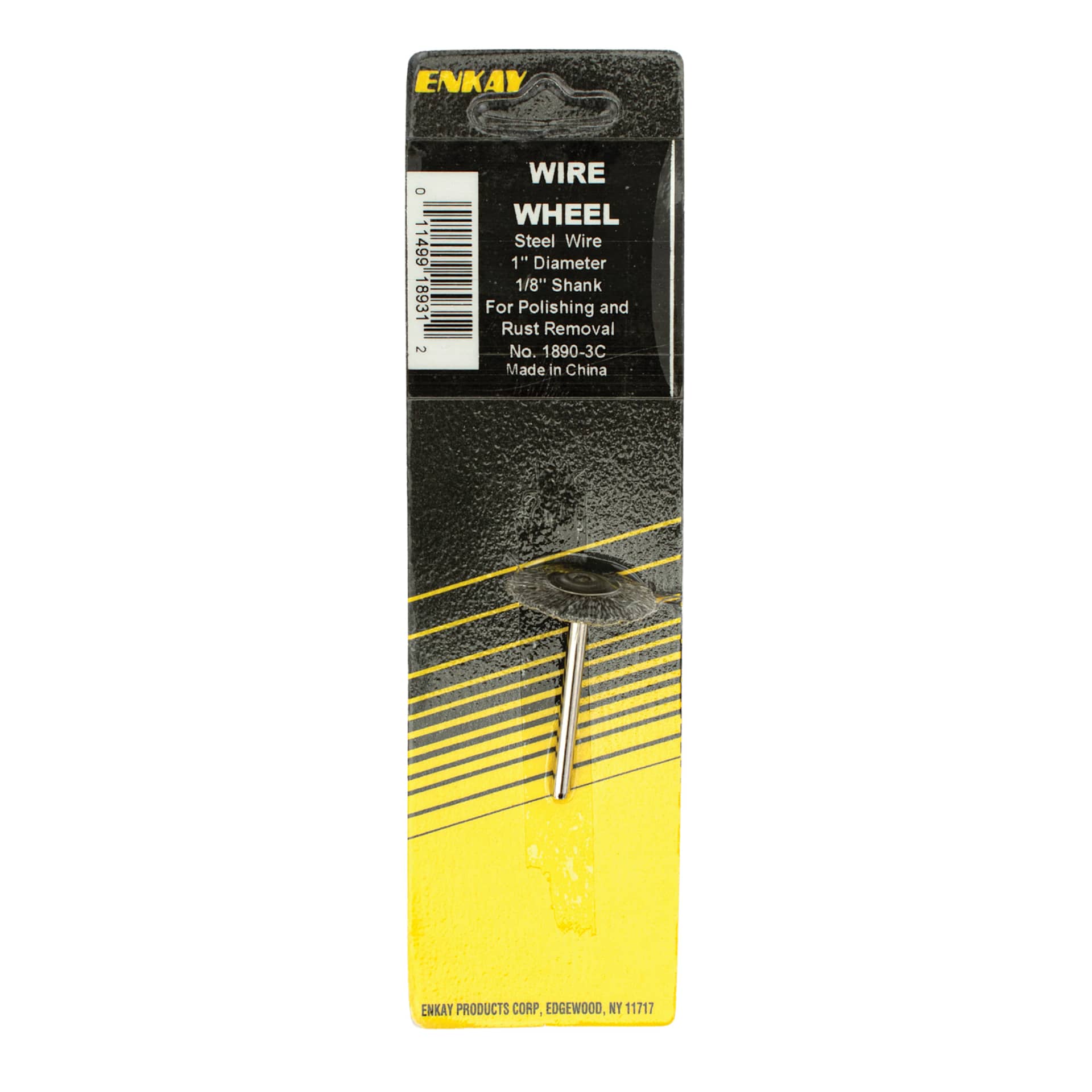 Enkay Steel Wire Wheel - 1 in front of packaging