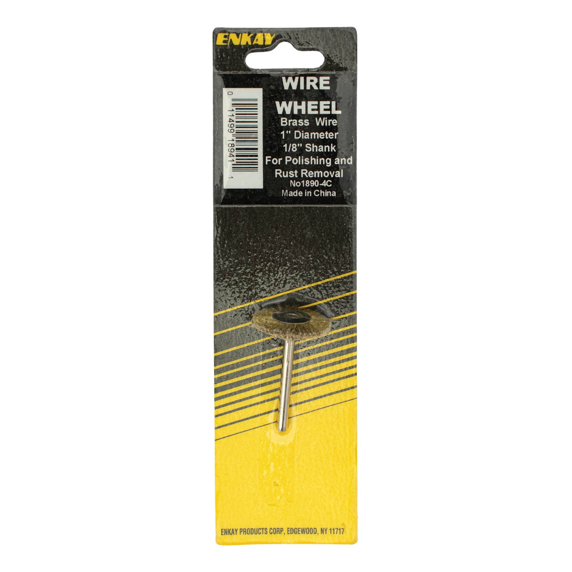 Enkay Brass Wire Wheel - 1 in front of packaging