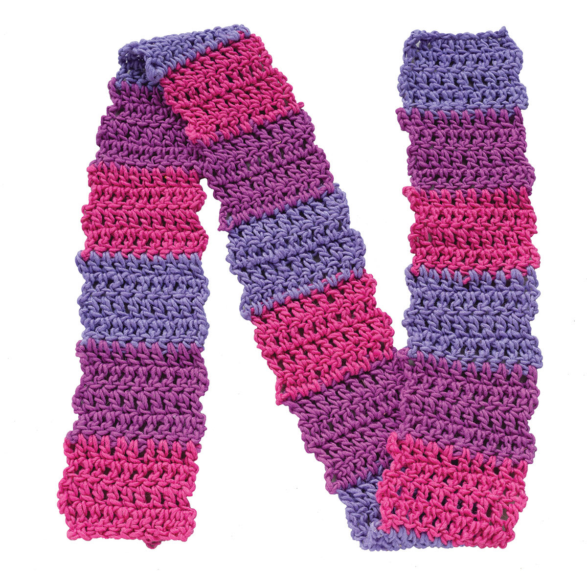 Friendly Loom Discover Crochet Scarf Kit - Berry completed project spread out