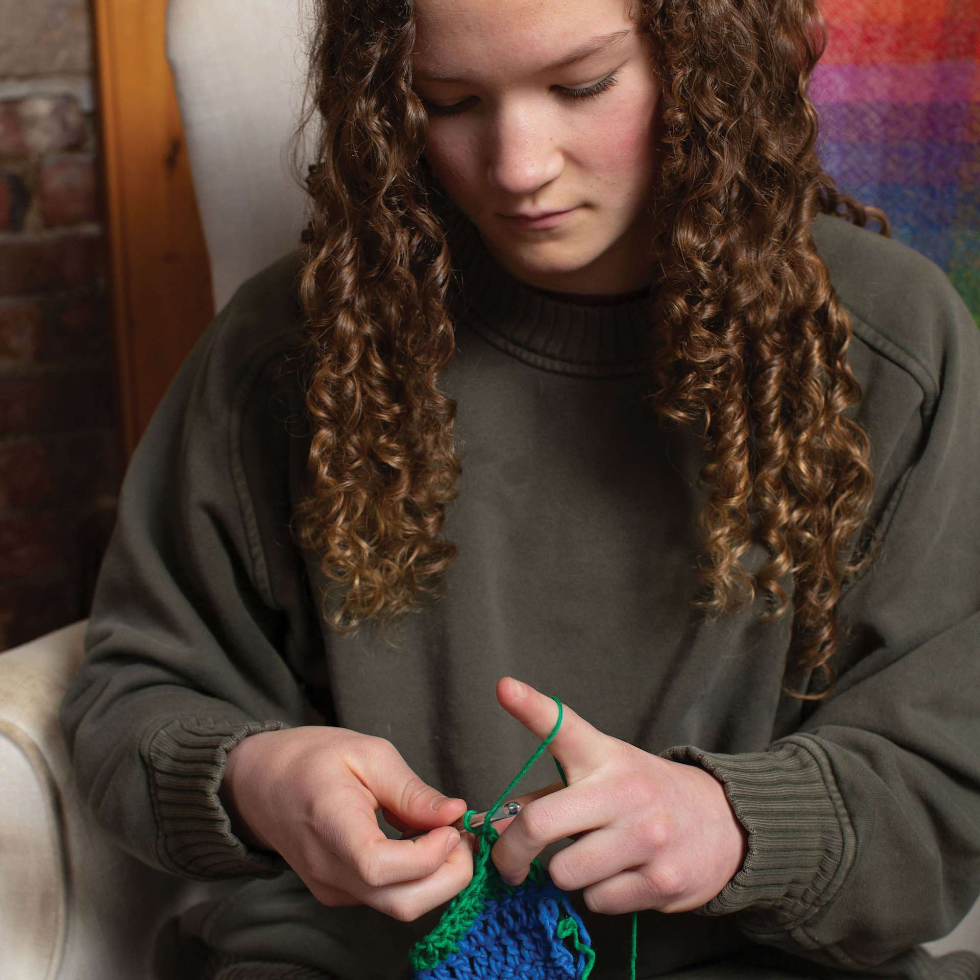 Friendly Loom Discover Crochet Scarf Kit - Ocean in progress