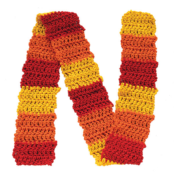 Friendly Loom Discover Crochet Scarf Kit - Sunset completed project spread out