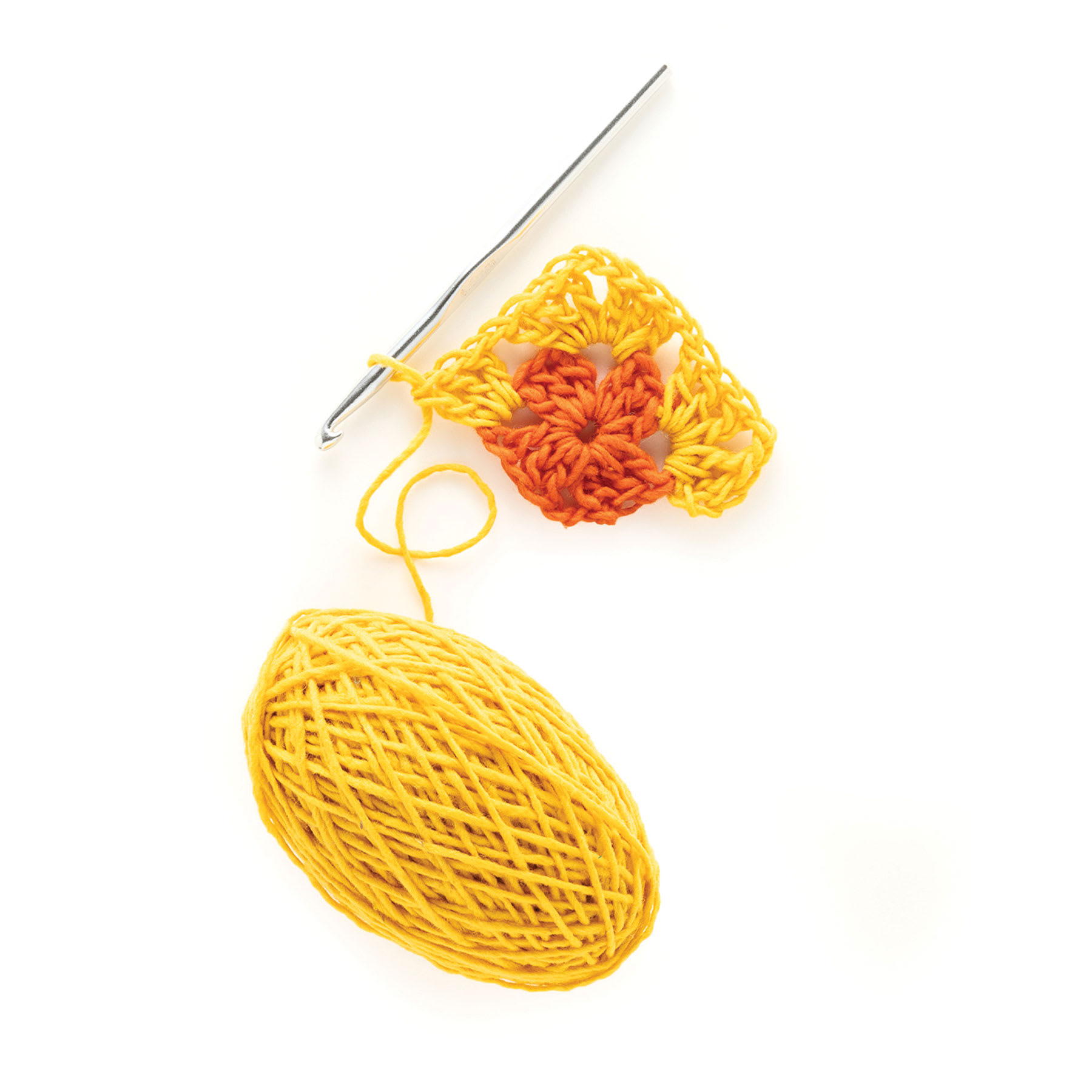 Friendly Loom Explore Crochet Granny Square Kit - Sunset in progress yellow and orange granny square