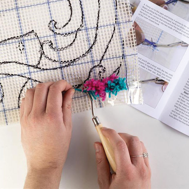 Friendly Loom Discover Latch Hooking Kit - Butterfly in progress project