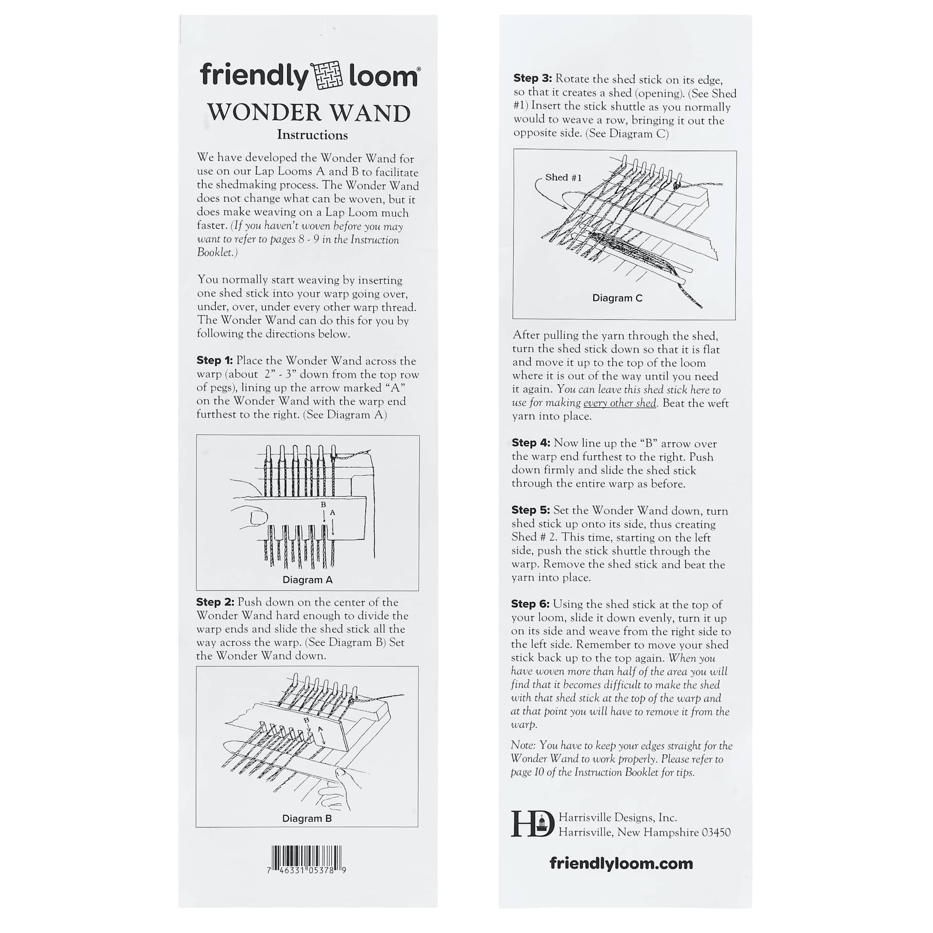 Friendly Loom Wonder Wand showing included instructions