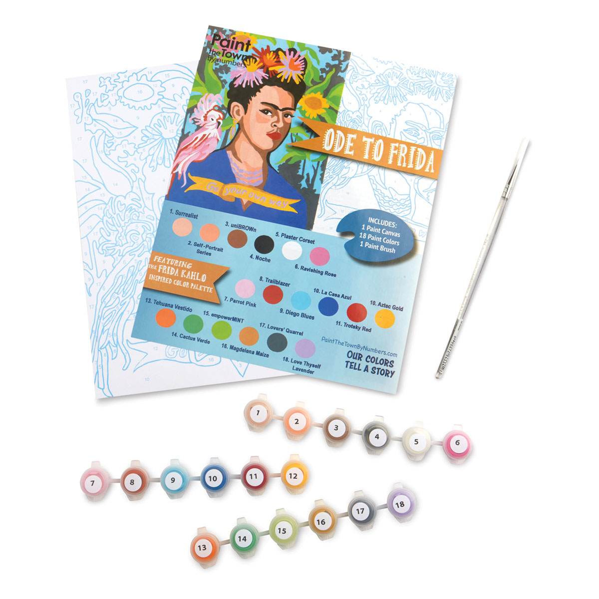 Paint The Town By Numbers Ode To Frida Kit (set contents)