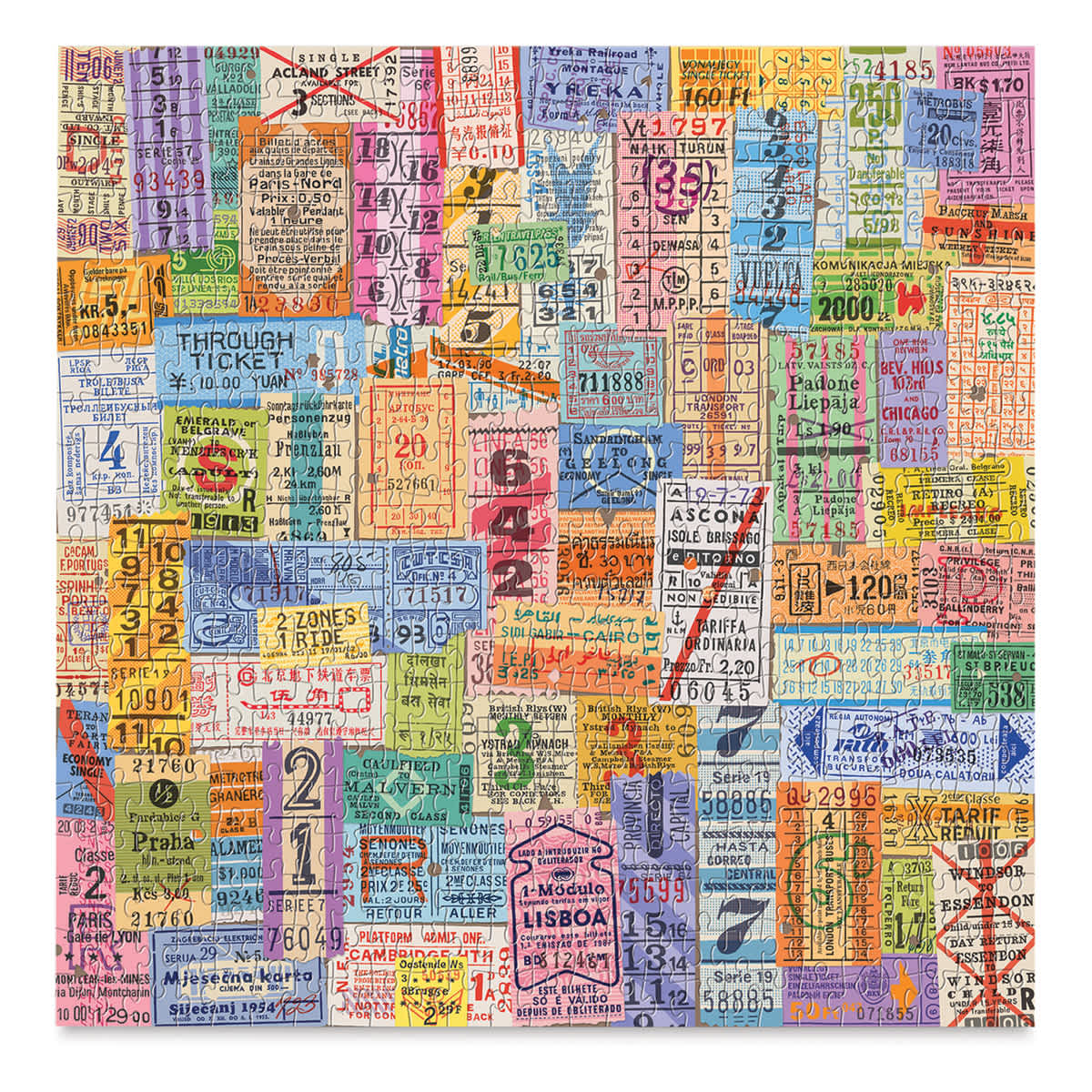 Galison Vintage Travel Tickets 500 Piece Puzzle, Finished Puzzle