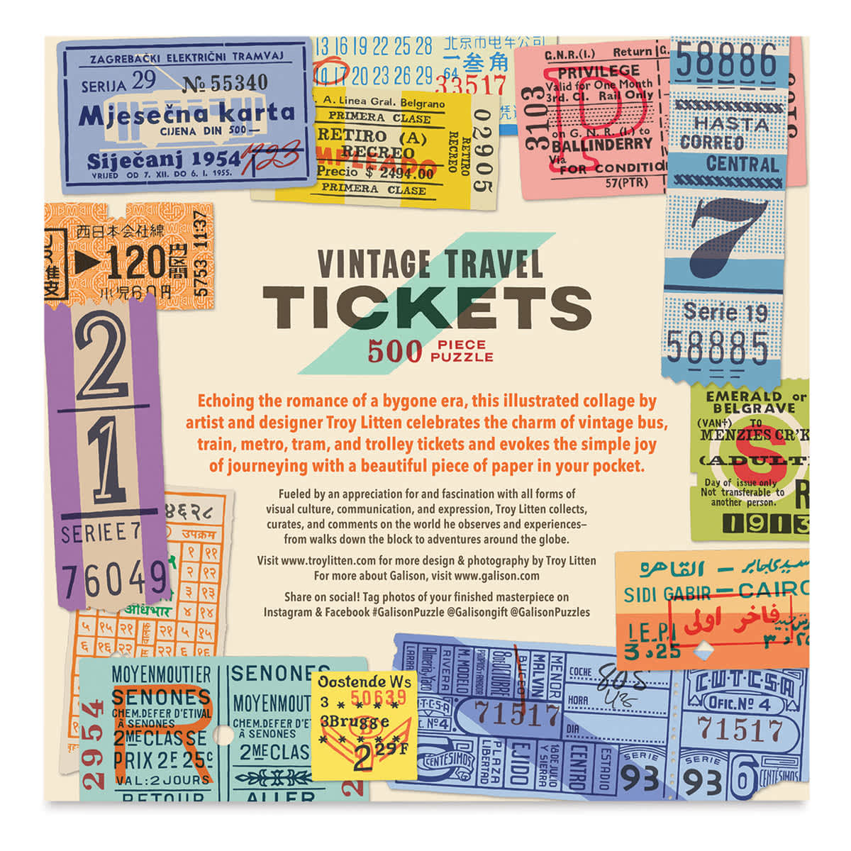 Galison Vintage Travel Tickets 500 Piece Puzzle, Inspiration