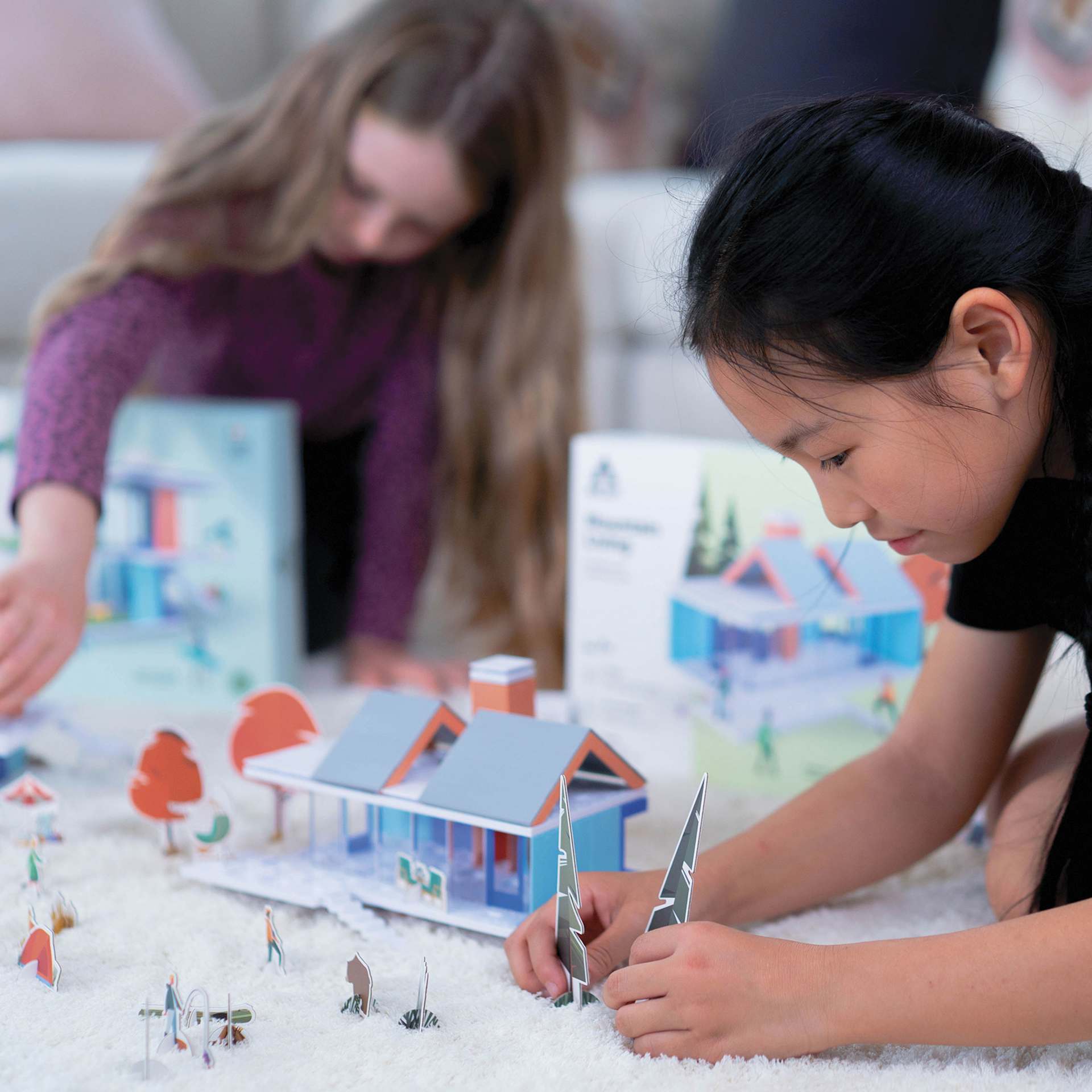 Arckit Mountain Living Model Kit - kids playing with kit