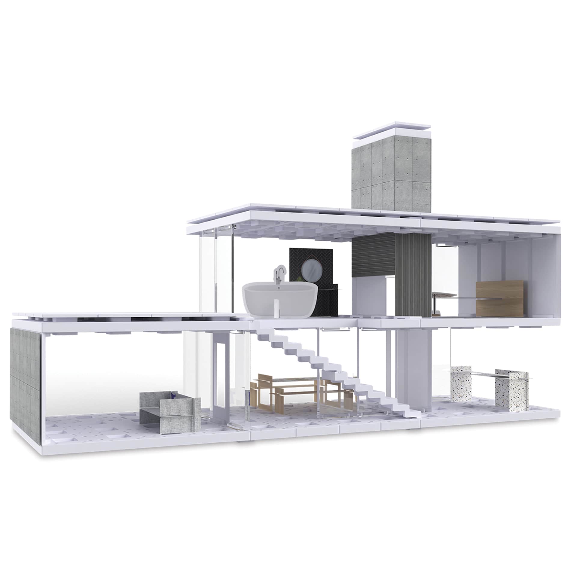 Arckit 200 sqm. Architectural Model Building Kit - side view of building