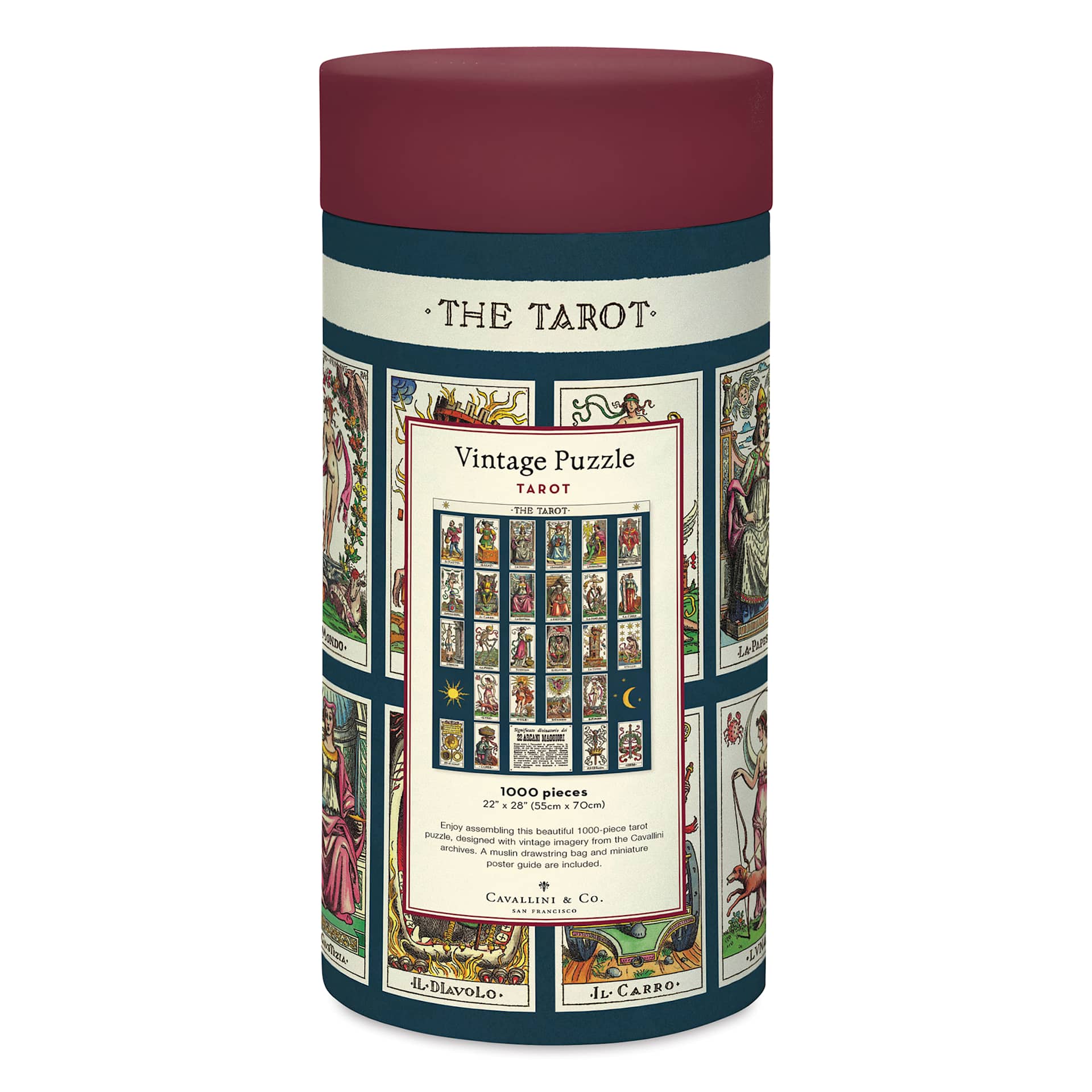 Cavallini Vintage Tarot 1,000 Piece Puzzle back of packaging