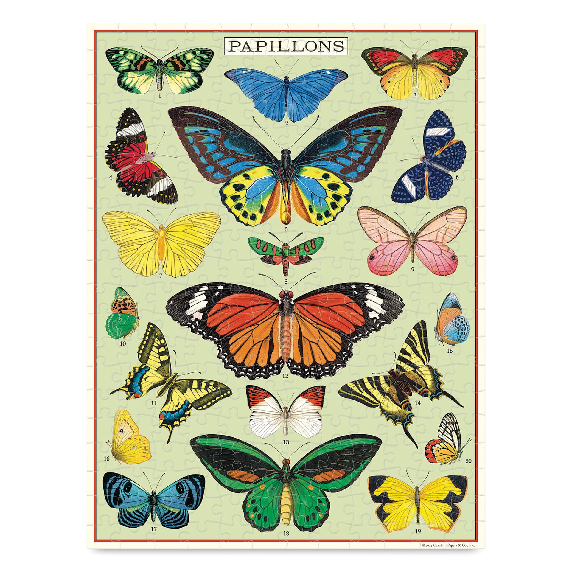 Cavallini Butterflies 240 Piece Mini Puzzle - 10-1/2" x 14", finished puzzle