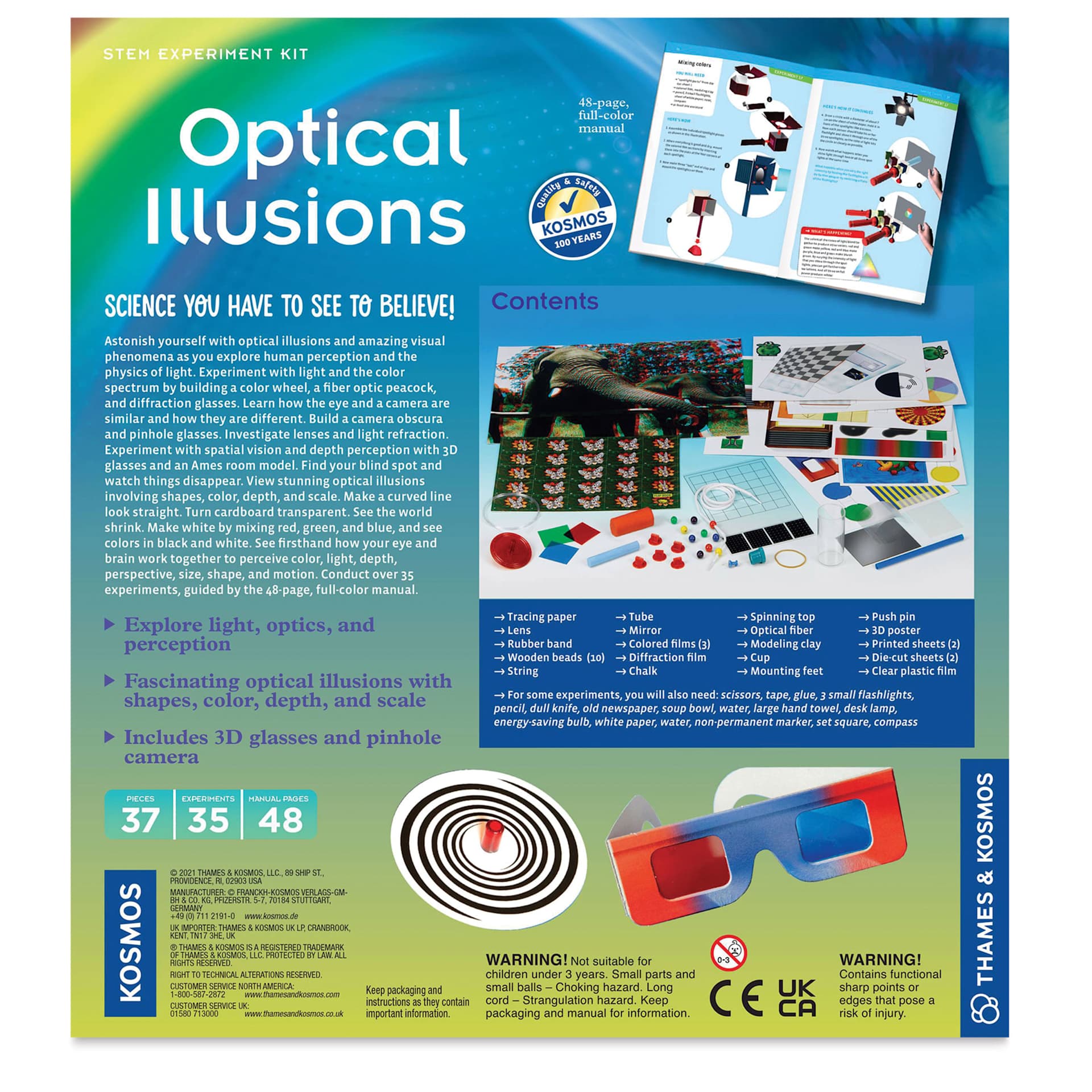 Thames & Kosmos Optical Illusions STEM Experiment Kit (back of box)