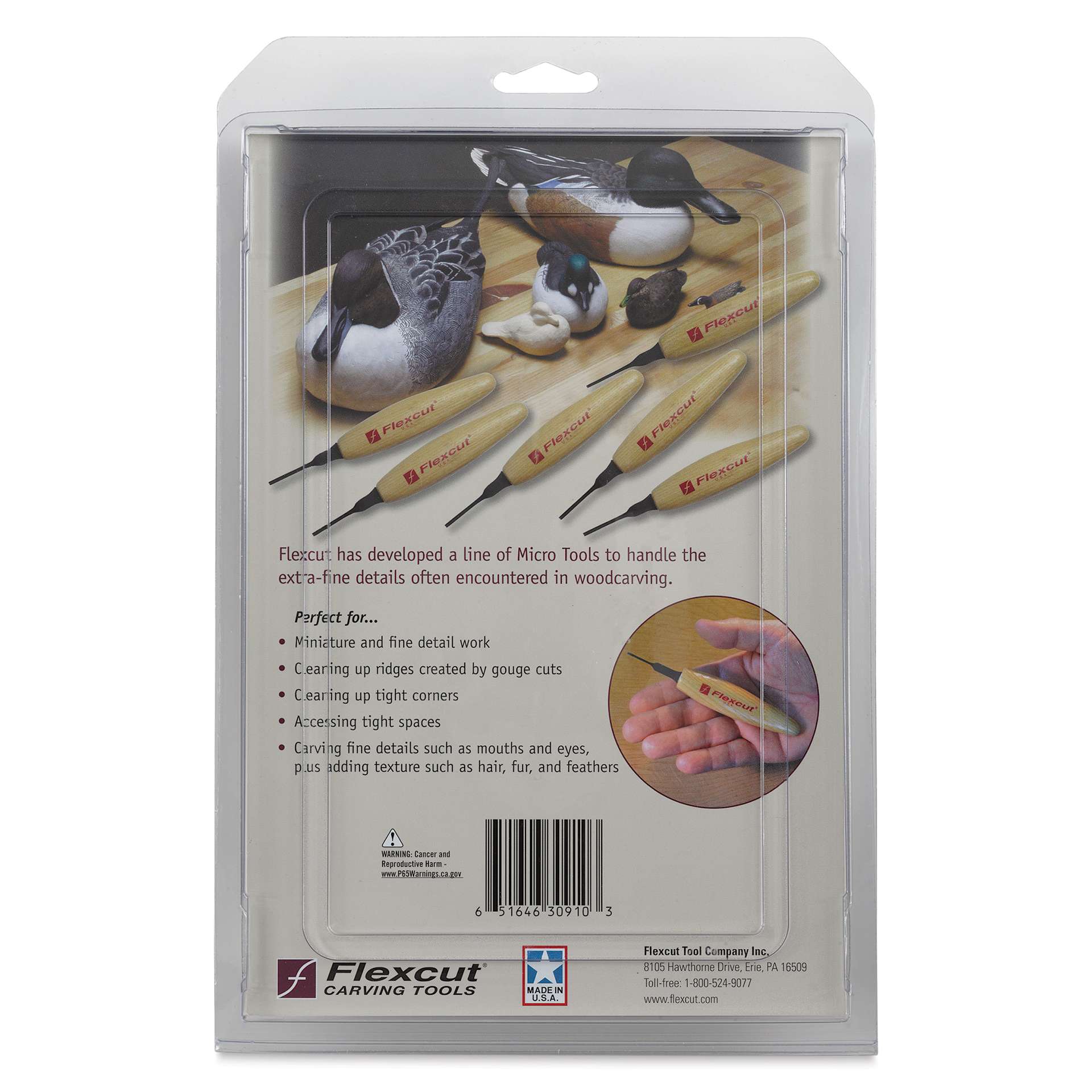 Flexcut Mixed Profile Micro Tool Set - back of packaging