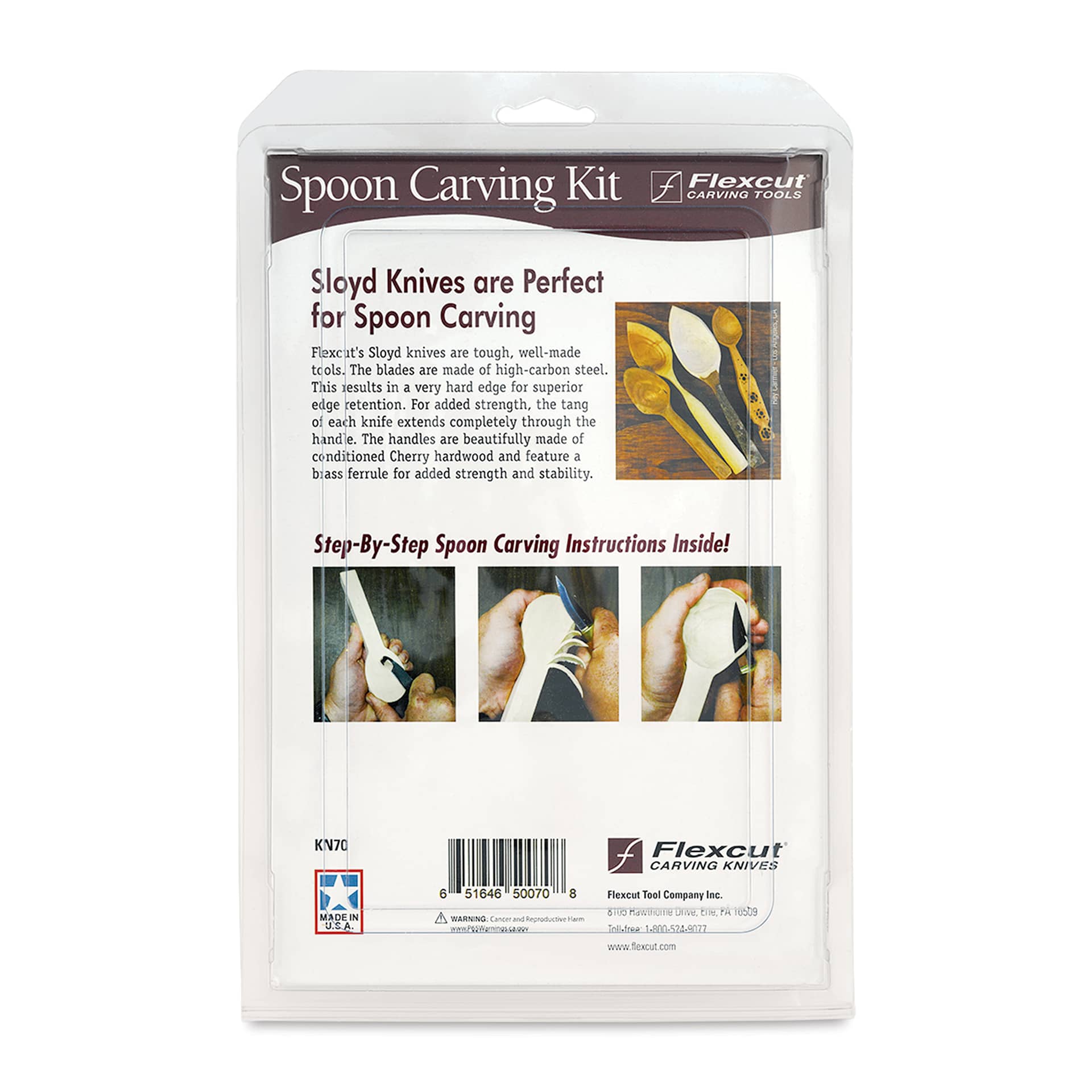 Flexcut Spoon Carving Kit - Set of 3 - back of packaging