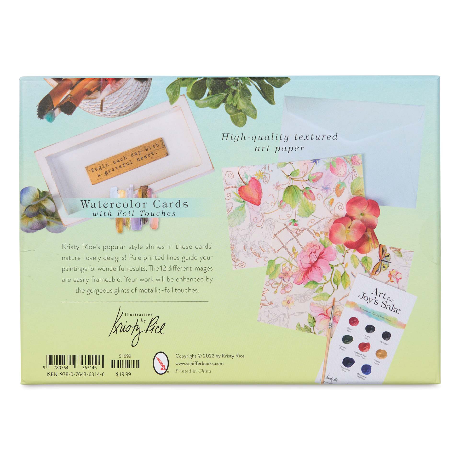 Watercolor Cards with Foil Touches Kit, back of packaging