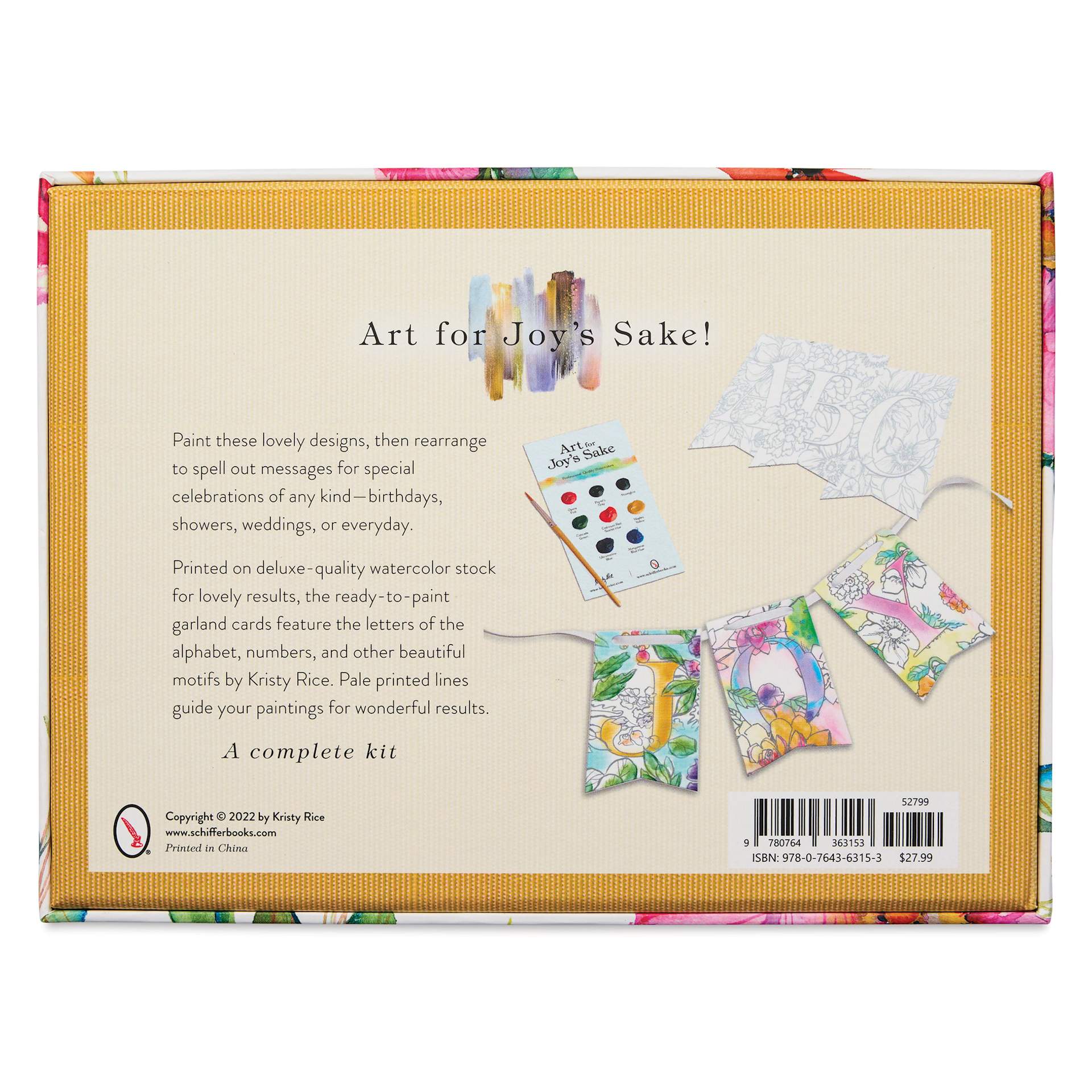 Paint-Your-Own Watercolor Garland Kit, back of packaging