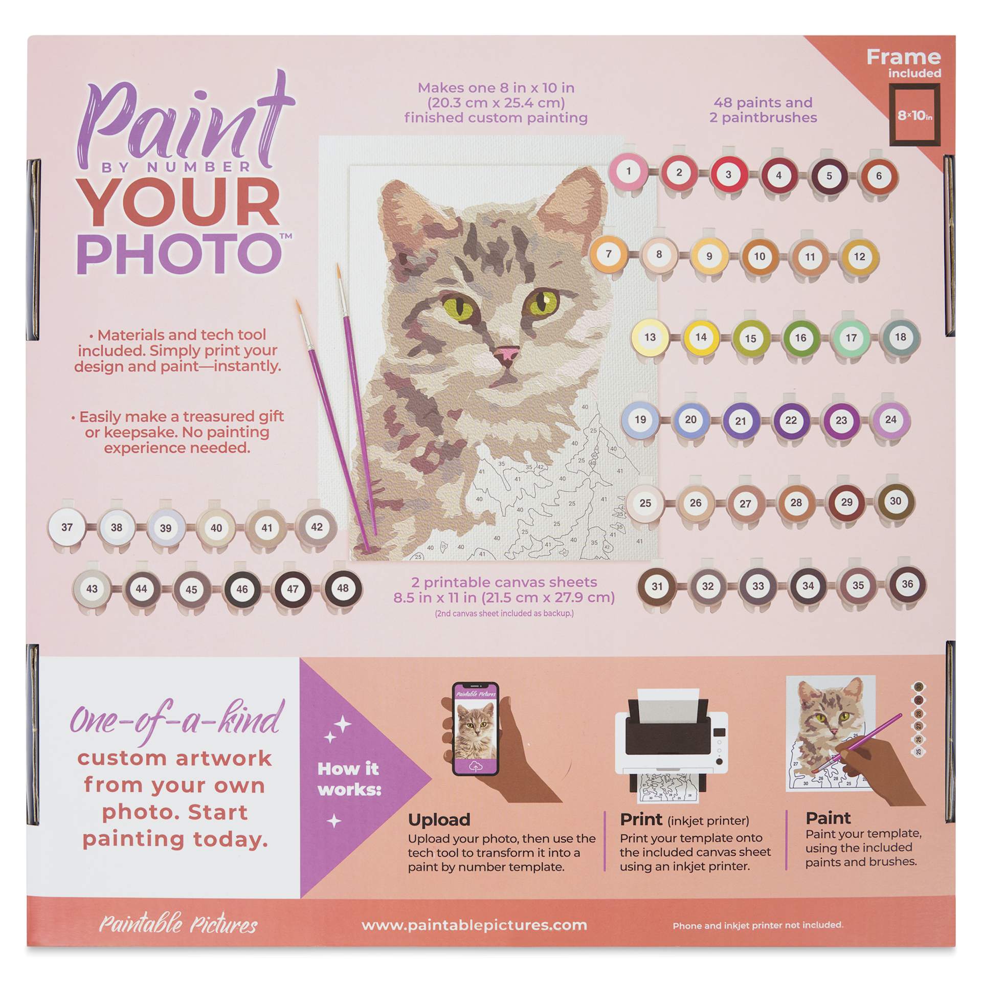 Paintable Picture Paint Your Photo By Number - Pets Edition, back of packaging