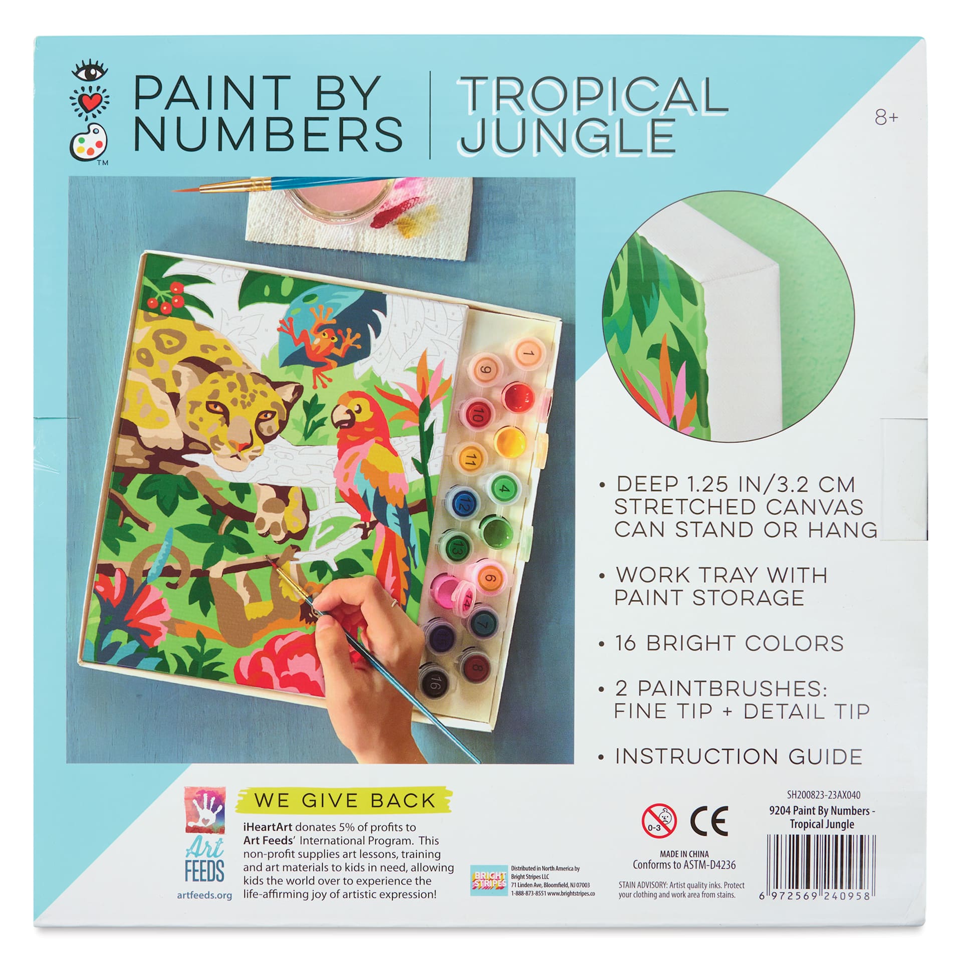 Bright Stripes iHeartArt Paint By Number Kit - Tropical Jungle, back of packaging