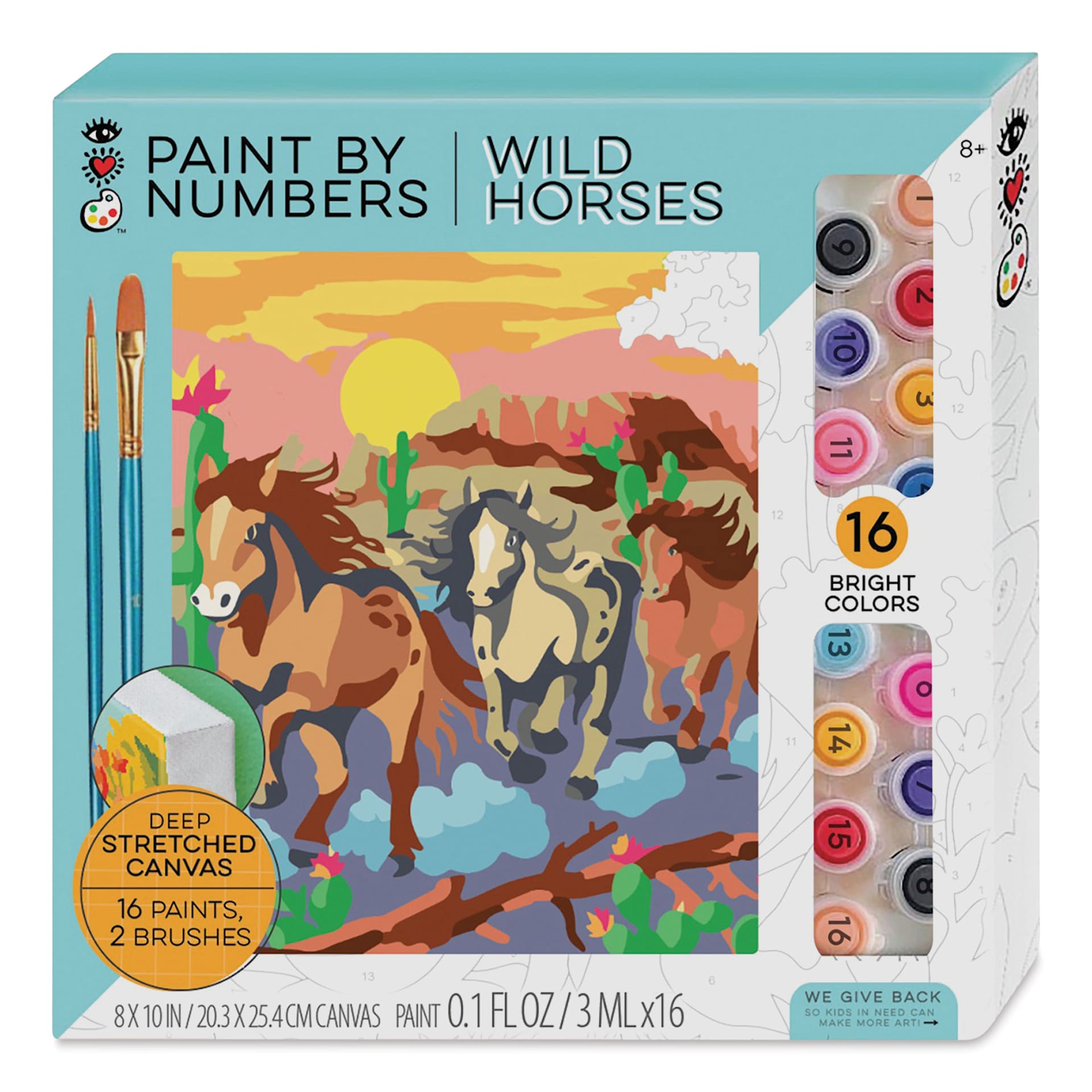 Bright Stripes iHeartArt Paint By Number Kit - Wild Horses, front of packaging
