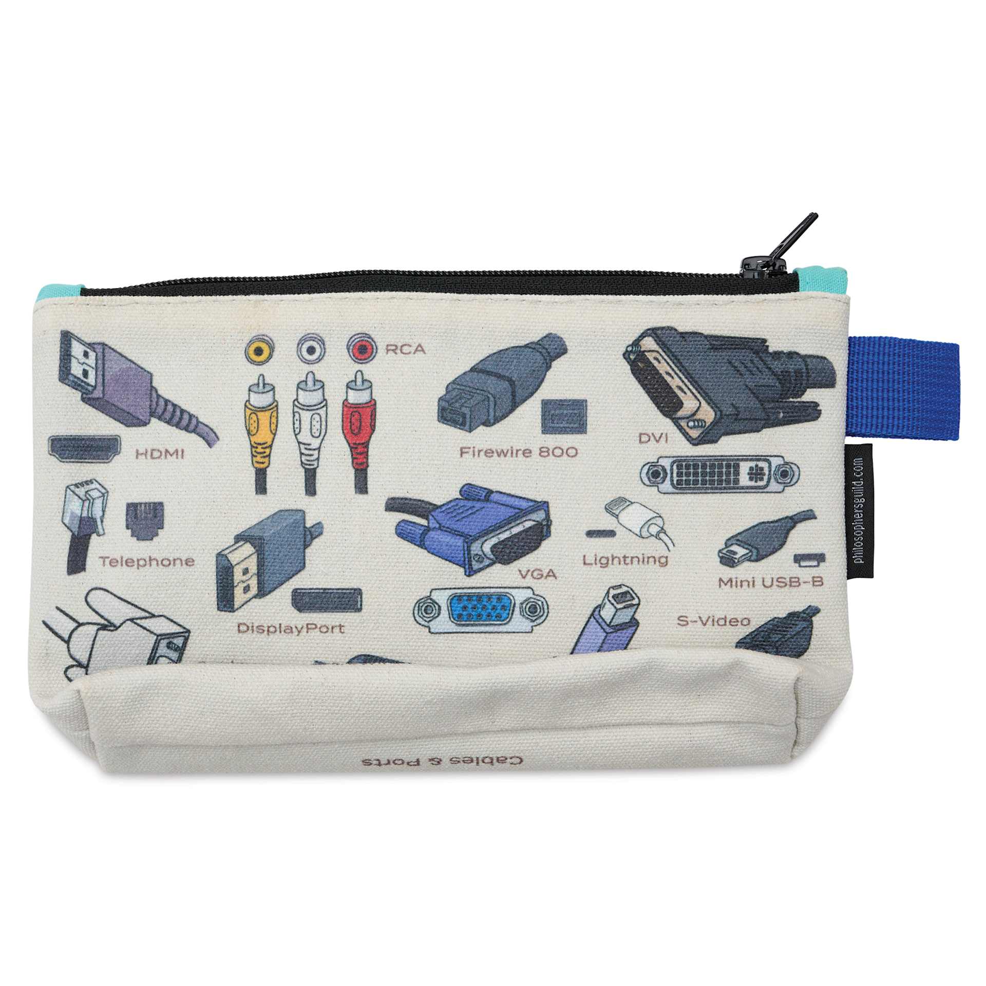 Cables & Ports Canvas Zipper Bag - 5" x 9", back