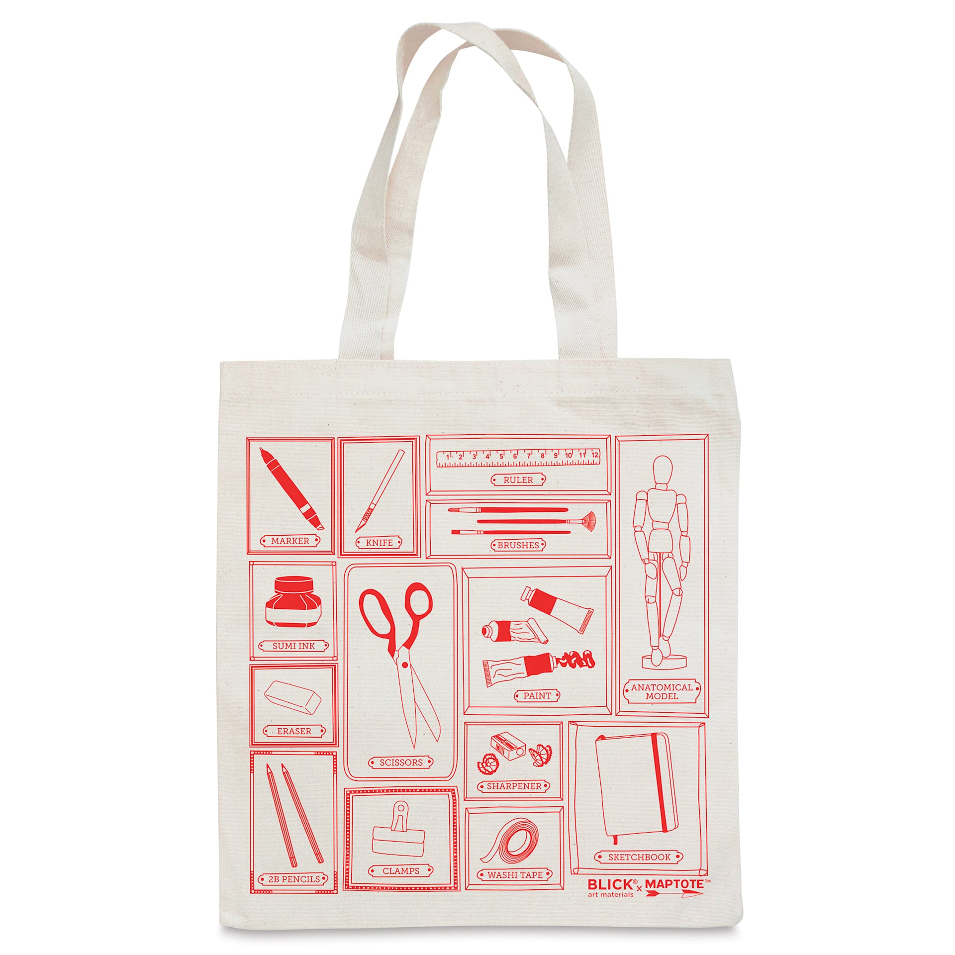 Blick Tote Bag by Maptote - Red (front of tote)