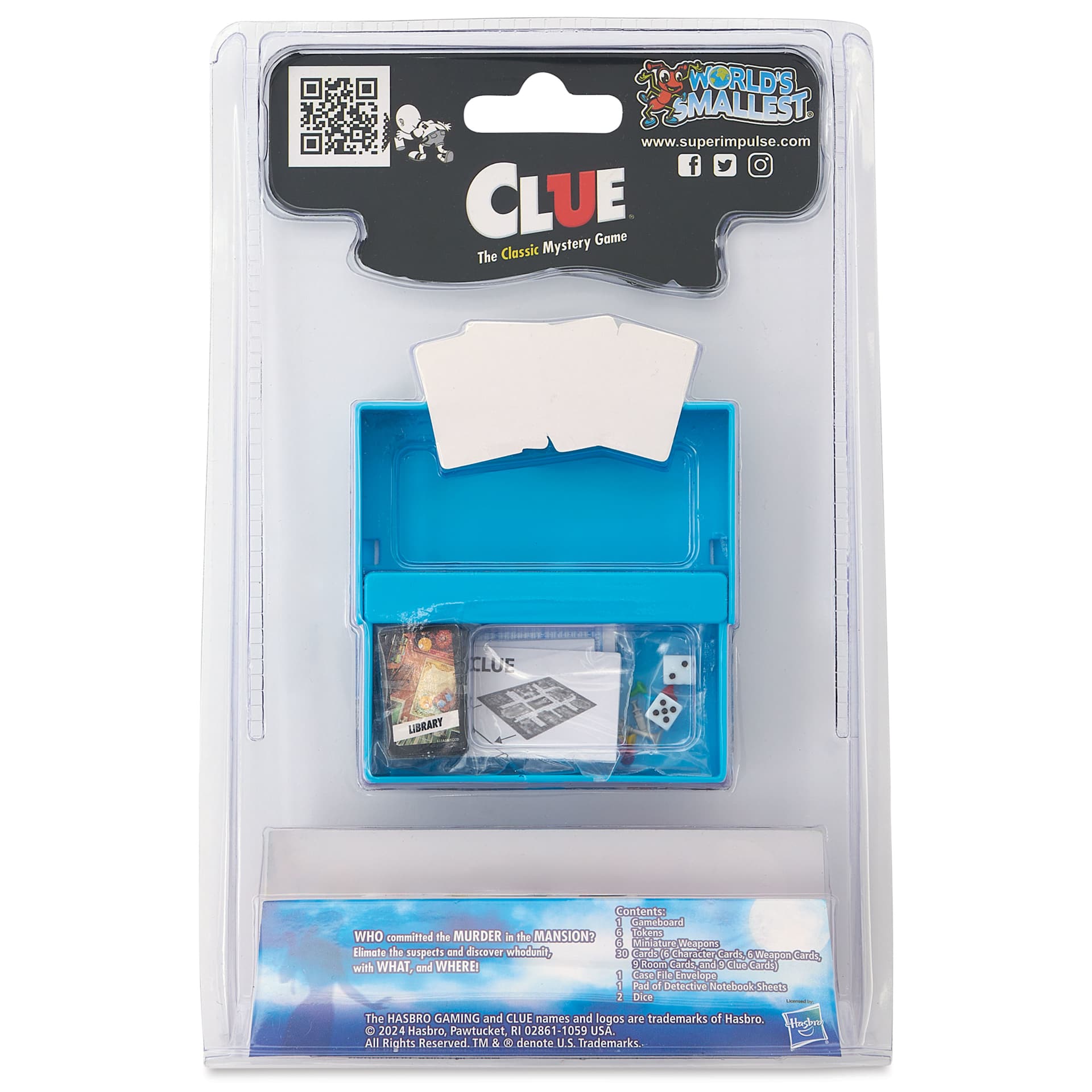 Super Impulse World's Smallest Clue Game, back of packaging