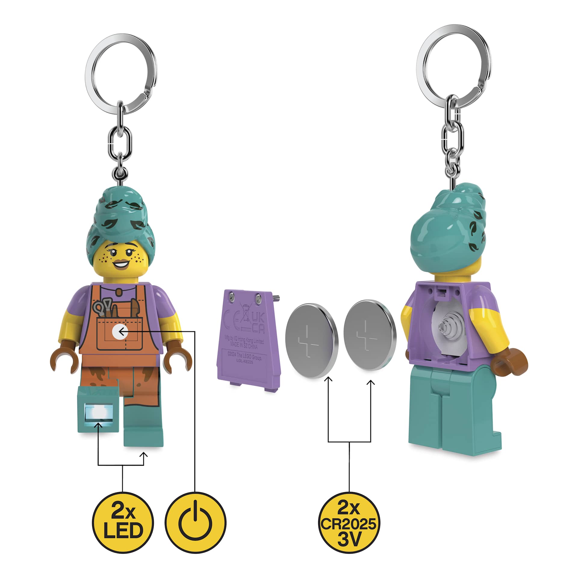 LEGO Iconic Ceramics Girl Keychain Light, features