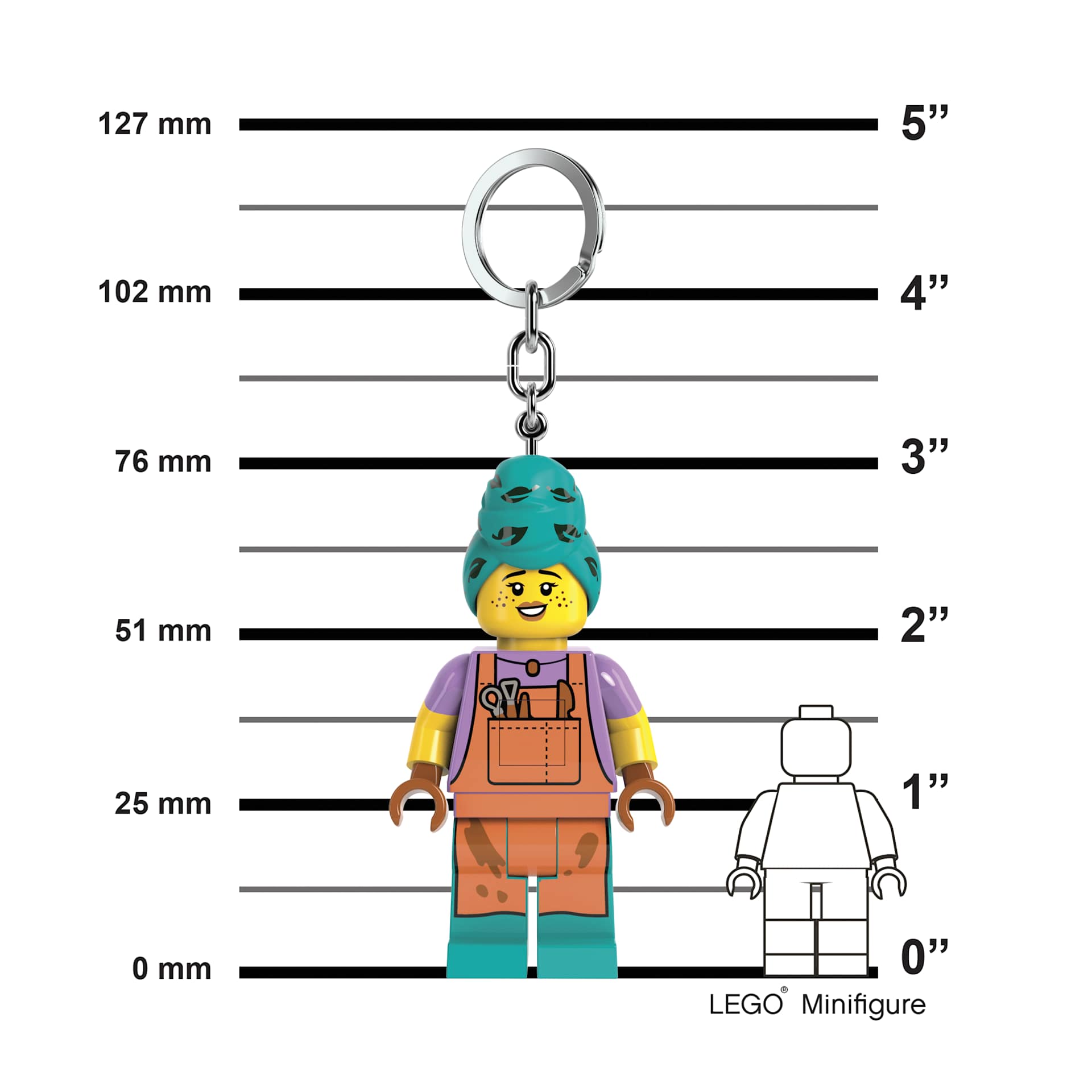 LEGO Iconic Ceramics Girl Keychain Light, size chart